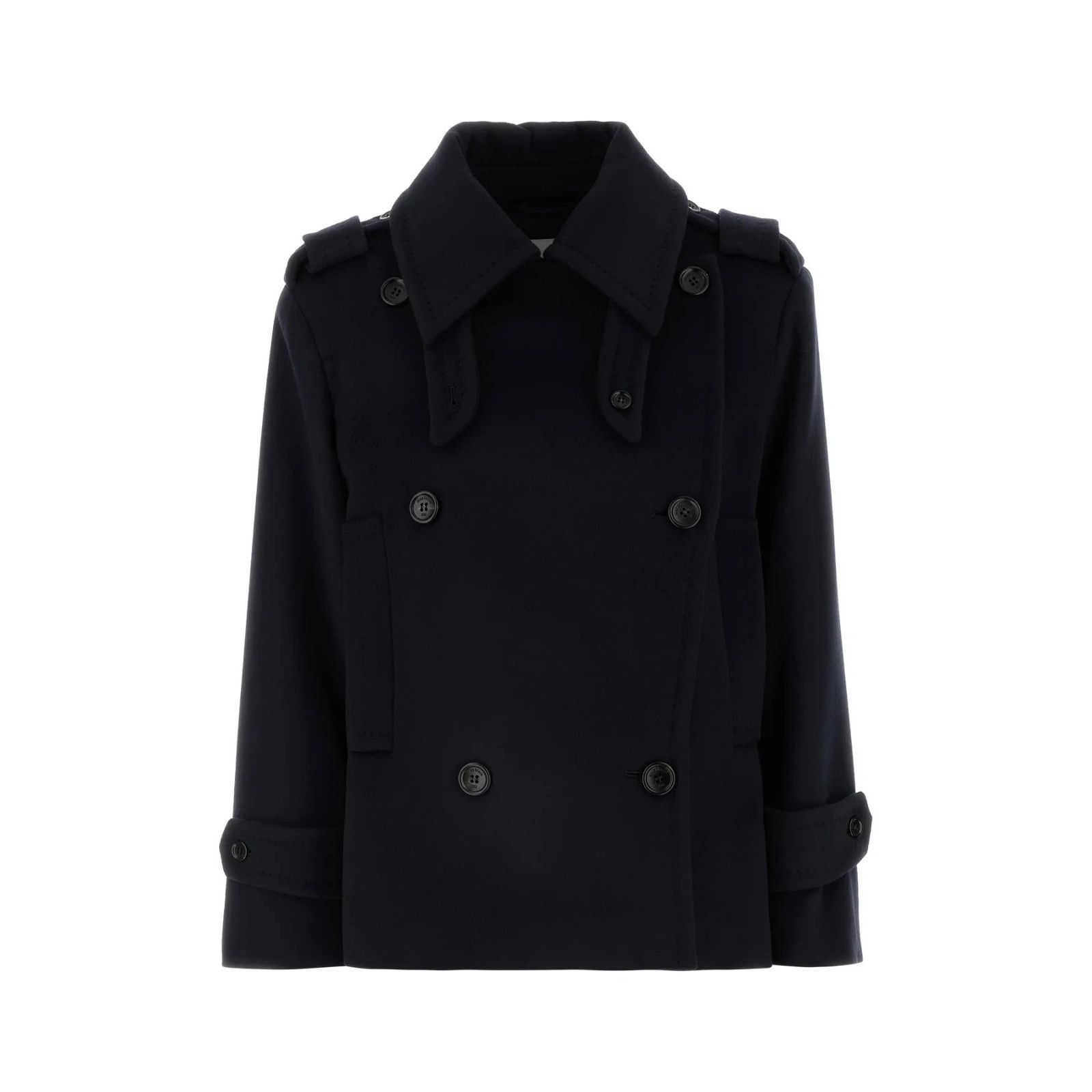 Max Mara MAX MARA Laveno Dark Blue Wool Blend Coat New & Authentic (W Size L / US 10 / IT 46 - 1 Thumbnail