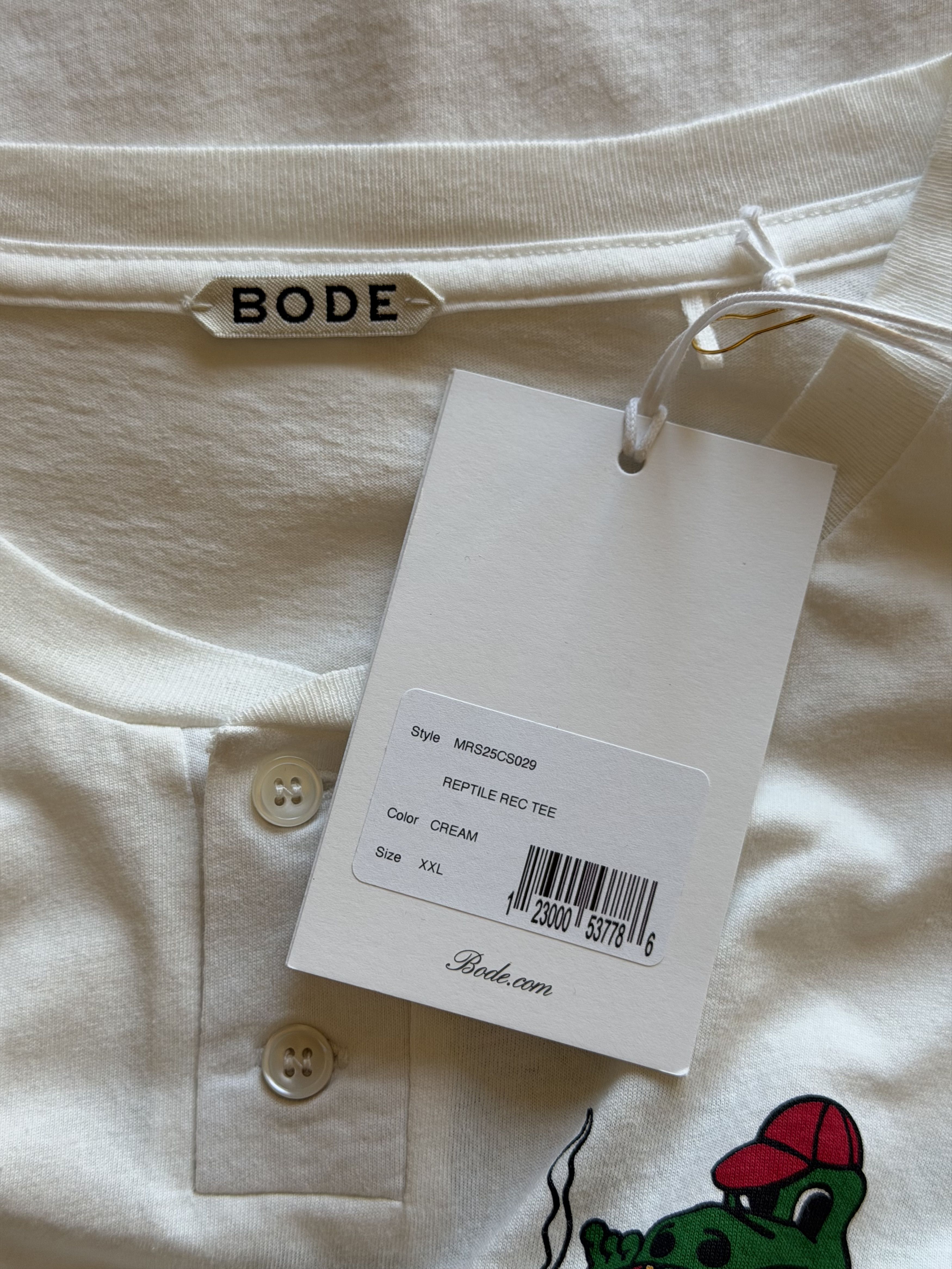 Bode Bode Reptile Rec Baseball Tee in Cream Size US XXL / EU 58 / 5 - 7 Thumbnail