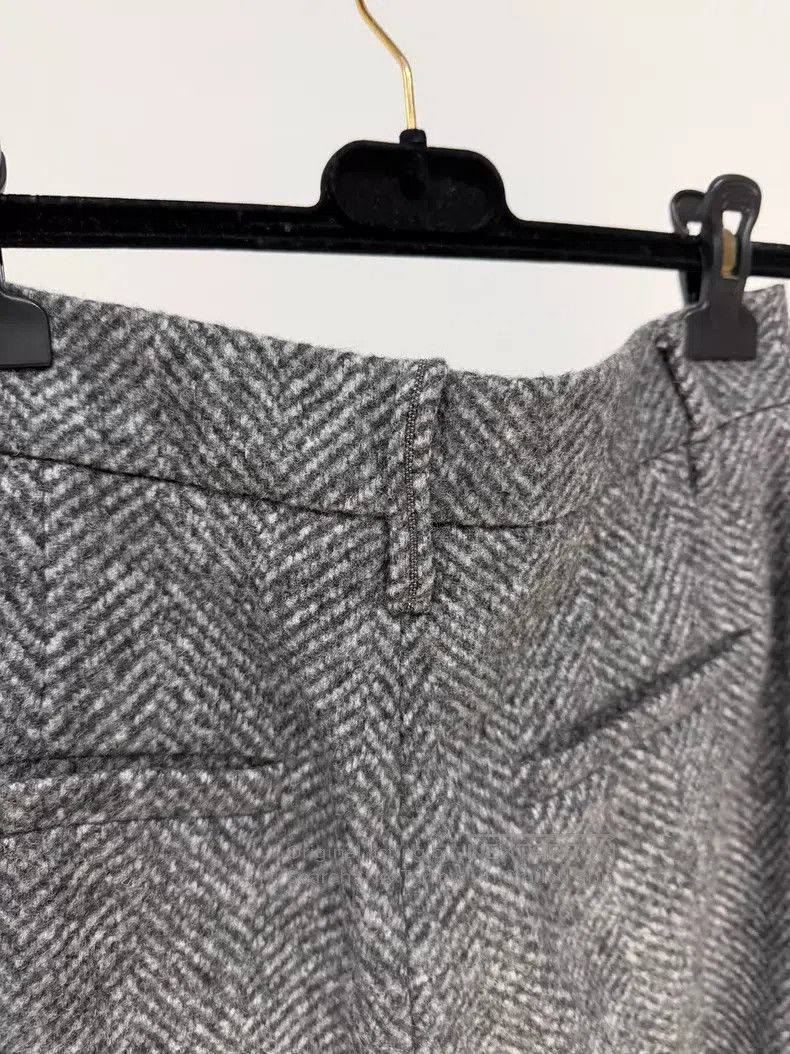 Brunello Cucinelli Brunello Cucinelli Wool and alpaca blend herringbone wide- Size 25" / US 0 / IT 36 - 4 Thumbnail