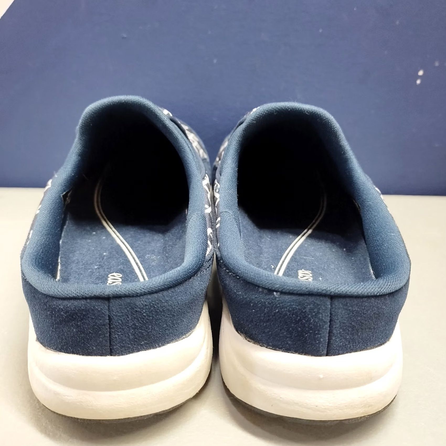 Vintage Easy Spirit Traveltime Clogs Womens Size 9W Blue White Chain-Link Monogram Slip On Size ONE SIZE - 5 Thumbnail