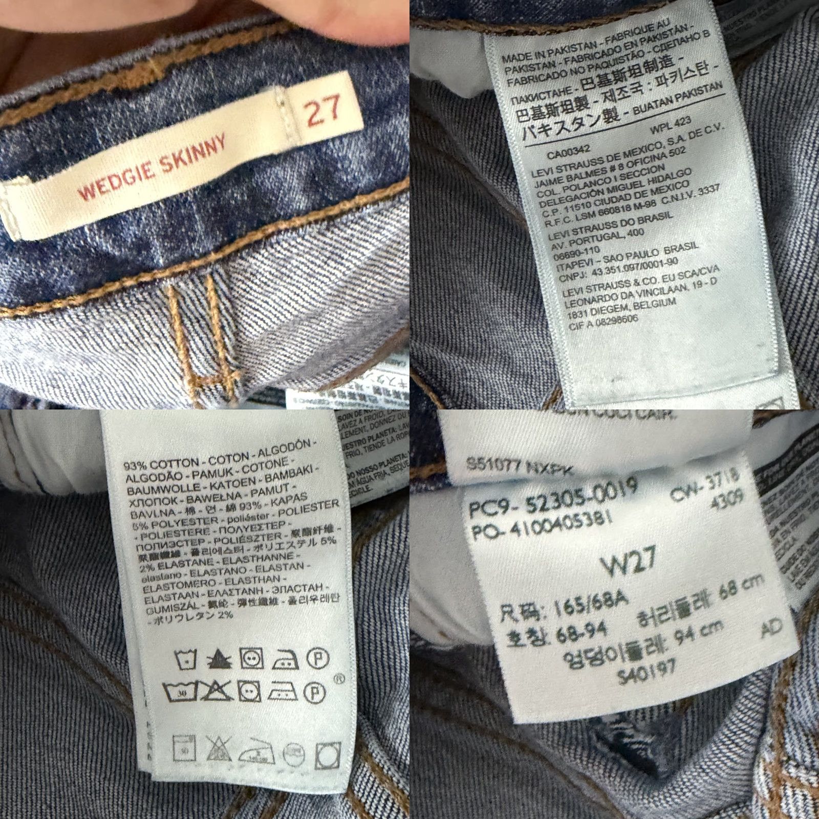 Levi's Levi's Wedgie Fit Jeans Womens 27 Skinny High Rise Button Fly Denim Blue 24x26 Regular Rise Stretch Distressed Cotton Blend 27 Womens Levi's Jeans Size 24" / US 00 / IT 34 - 9 Thumbnail