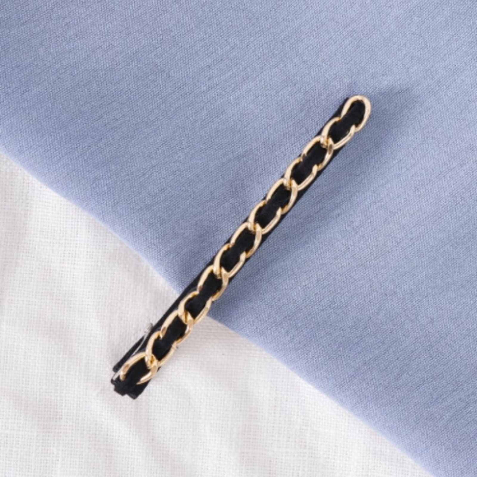 Other Black Velvet & Gold Chain Large Alligator Hair Clip Size ONE SIZE - 2 Thumbnail