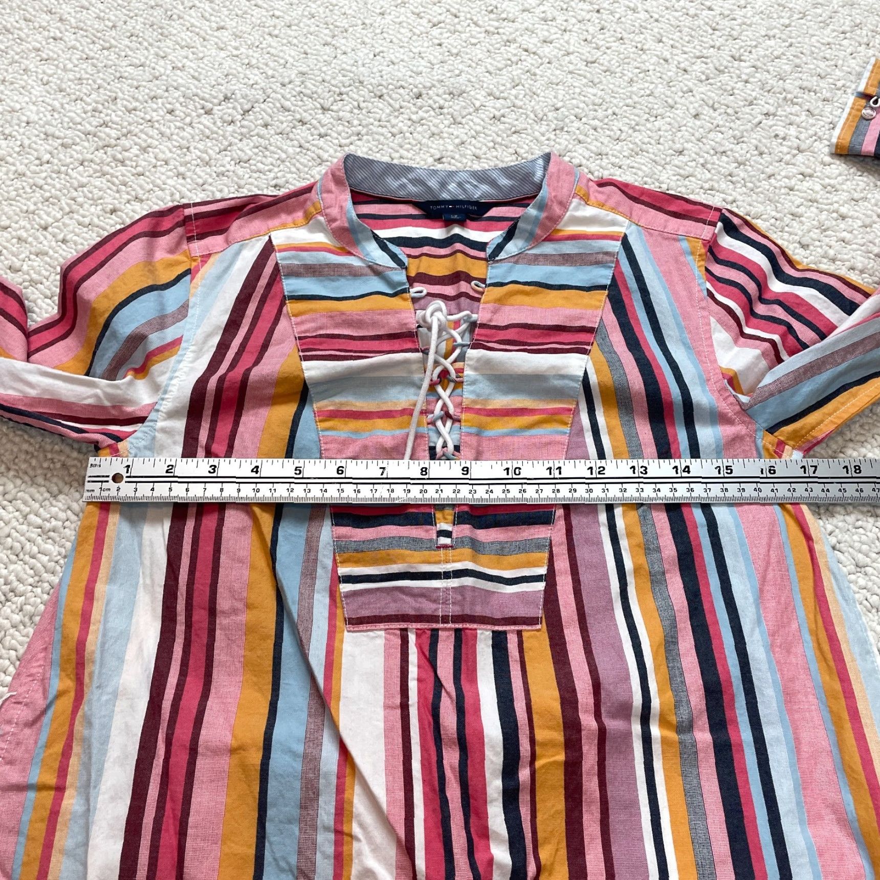 Tommy Hilfiger Tommy Hilfiger Tunic Shirt Dress Womens S Blue Striped Long Sleeve Knee Length Shirt Dress Size S / US 4 / IT 40 - 4 Thumbnail