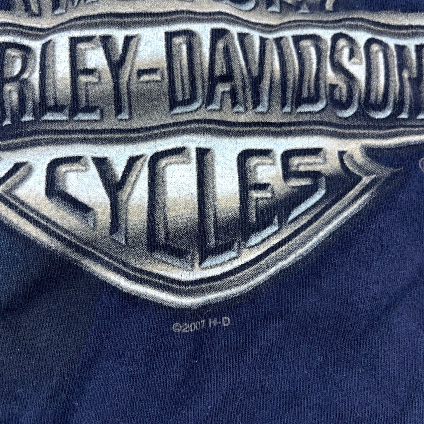Harley Davidson Harley-Davidson Shirt Men Medium Blue Tee Biker Myrtle Beach American Flag Retro 80s USA Logo Graphic Print Short Sleeve Crew Neck Vintage: No Size US M / EU 48-50 / 2 - 5 Thumbnail