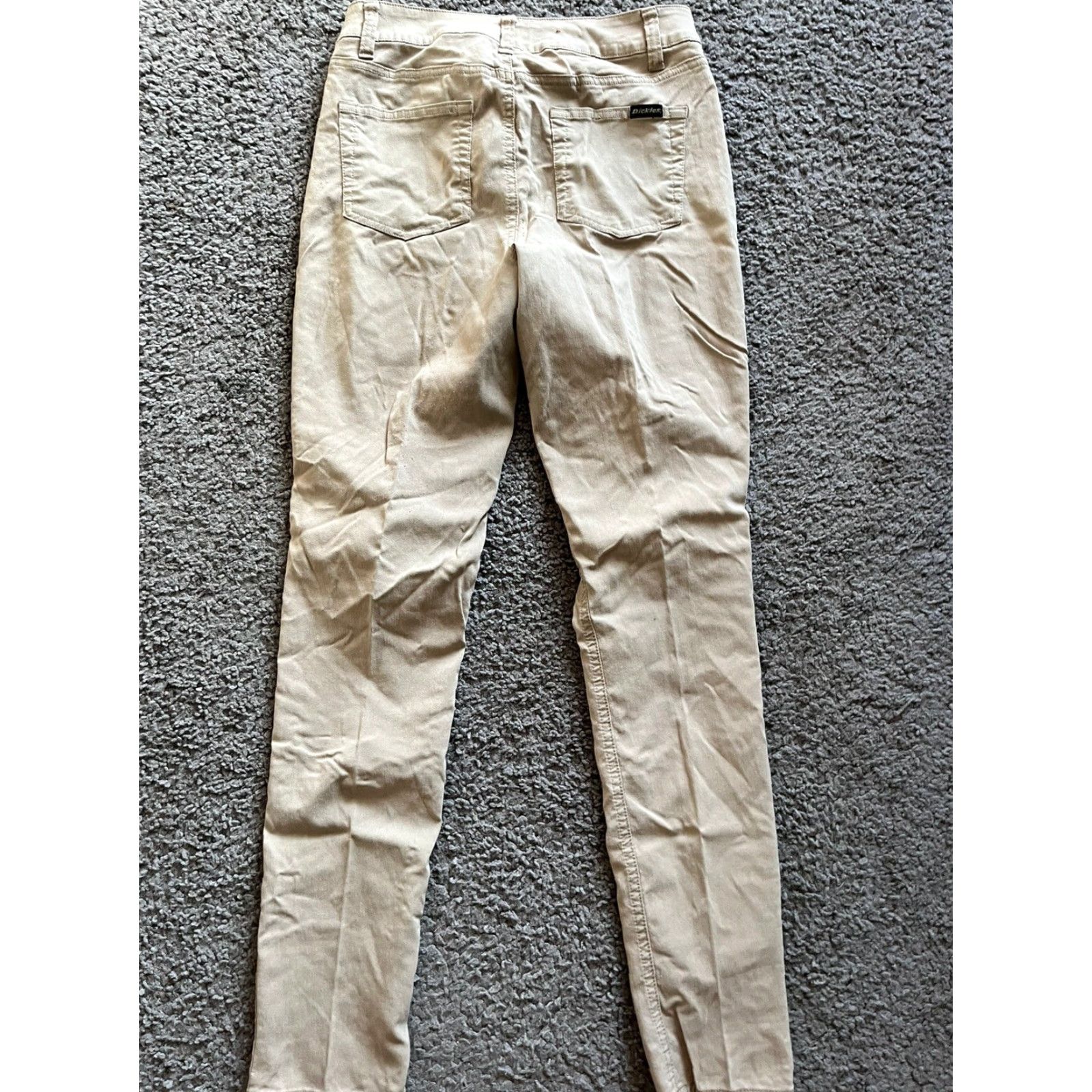 Dickies Dickies Pants Skinny Twill Pockets Juniors 7 Beige Mid Rise Stretch Womens Size ONE SIZE - 3 Thumbnail