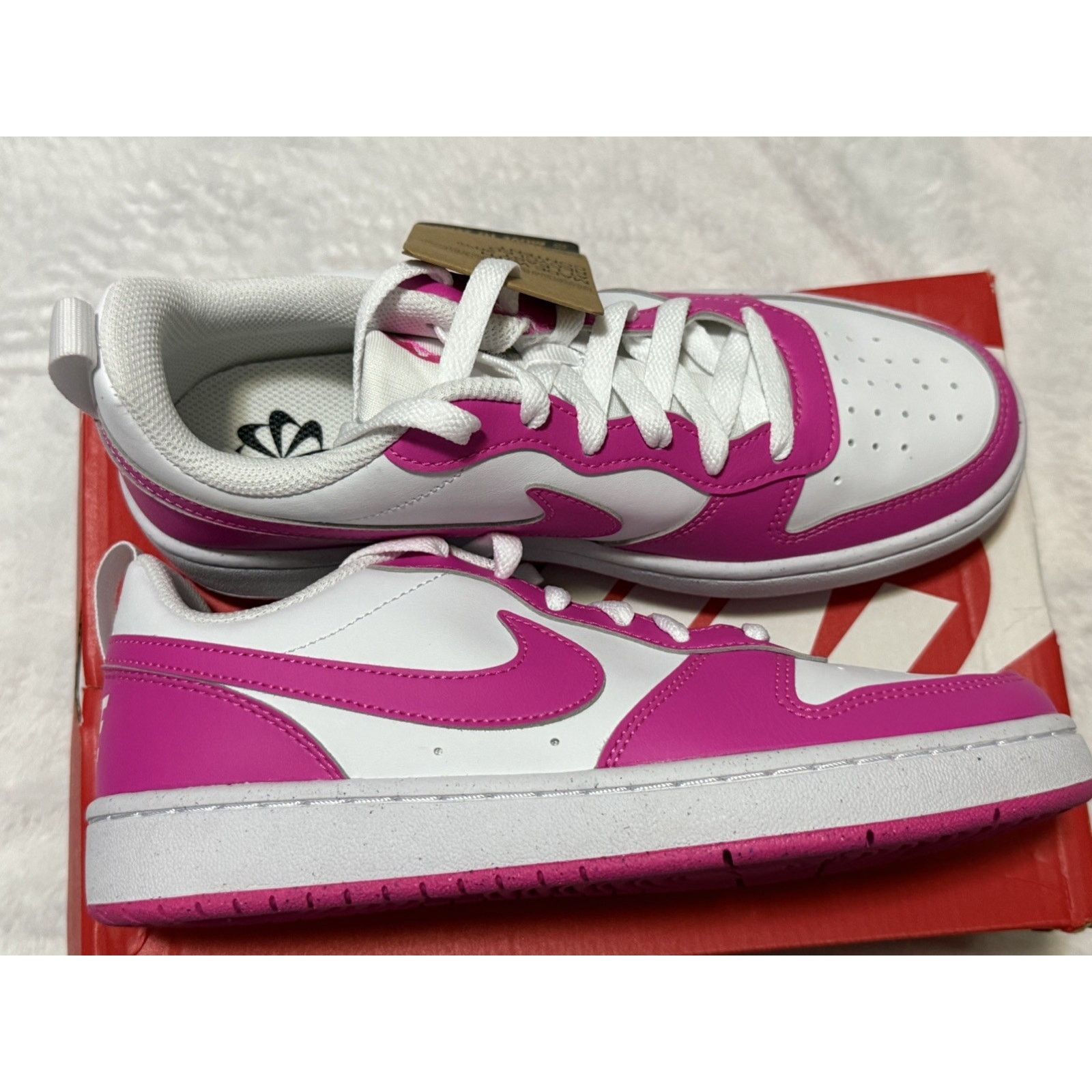 Nike Nike Court Borough Low Recraft (GS) White Fuchsia Pink 6.5Y Size US 6.5 / EU 39-40 - 3 Thumbnail