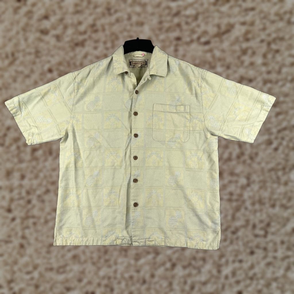 Vintage VINTAGE Jamaica Jaxx Shirt Men Medium Yellow Pineapple Palm Tree Tile Pattern Silk READ Size US M / EU 48-50 / 2 - 1 Thumbnail