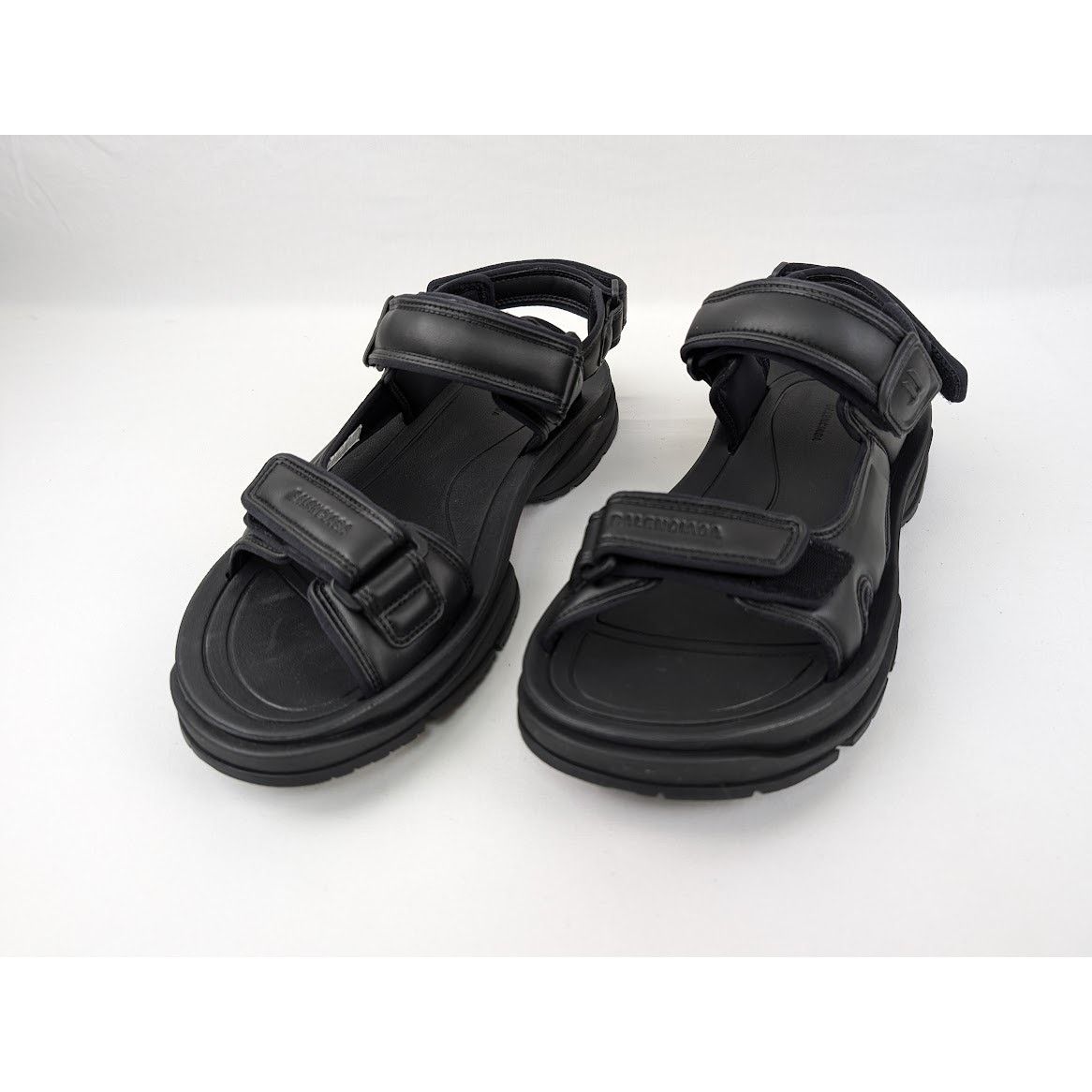 Balenciaga o1rshd1 Tourist Fake Leather Sandal in Black Size US 12 / EU 45 - 9 Thumbnail