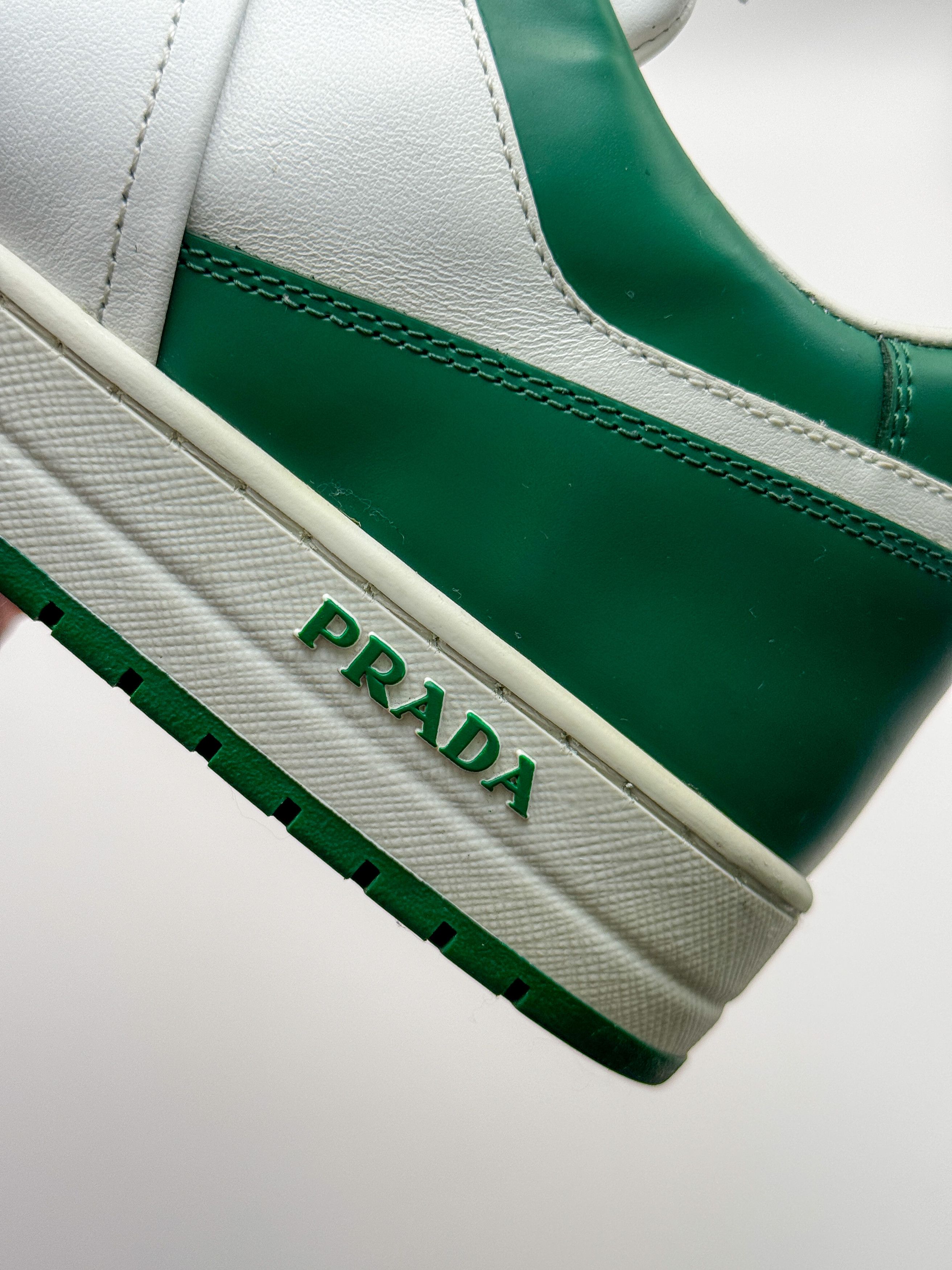 Prada Prada Downtown Sneakers Shoes White/Green Leather Size US 9 / EU 42 - 9 Thumbnail