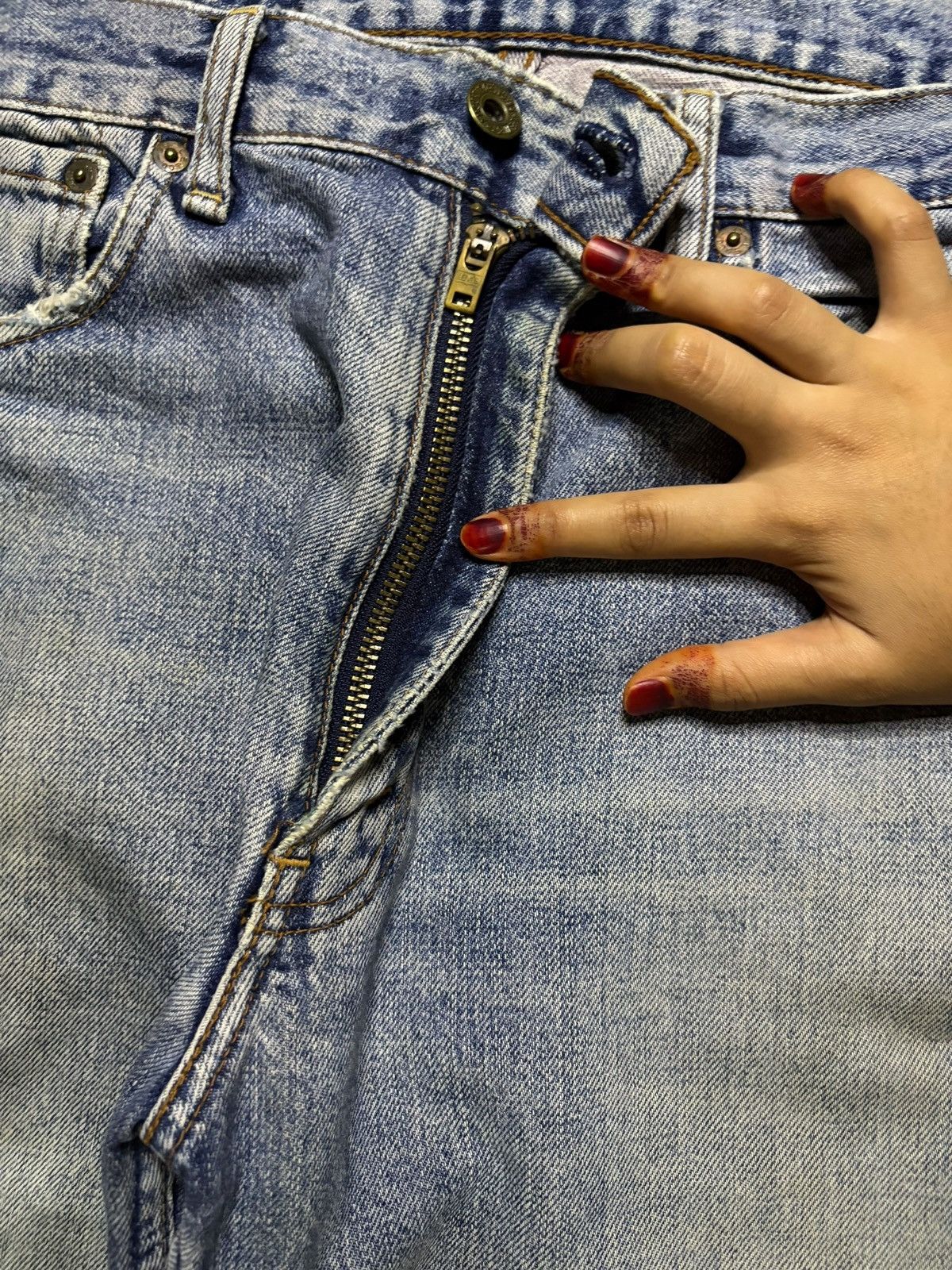 LVC × Levi's × Levi's Vintage Clothing Vintage 90s Levis 503 Mud Wash Distressed Ripped Baggy Jeans Size US 32 / EU 48 - 3 Thumbnail