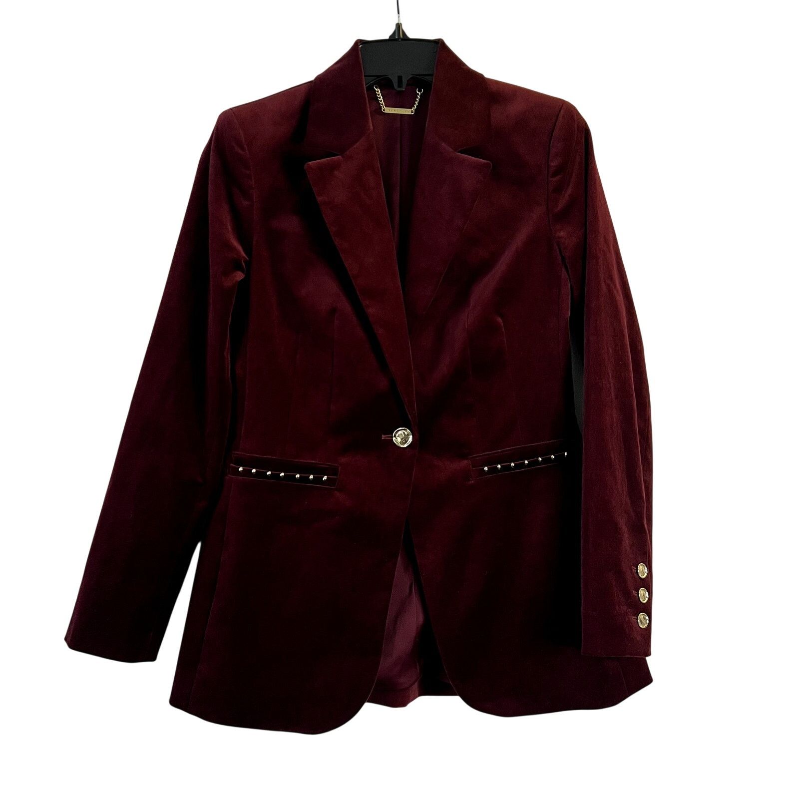 Elie Tahari Elie Tahari Single Button Velvet Blazer size 2 Burgundy New Size XS / US 0-2 / IT 36-38 - 4 Thumbnail