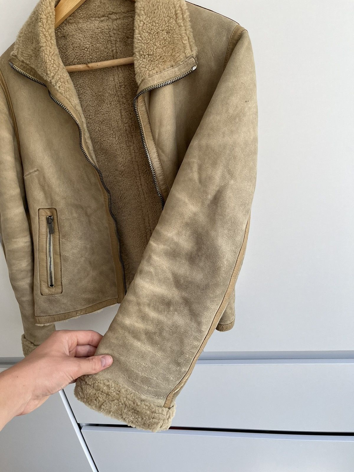 If Six Was Nine × Japanese Brand Distressed Leather Faux Beige Biker Jacket Fratelli Rossetti Size S / US 4 / IT 40 - 12 Thumbnail