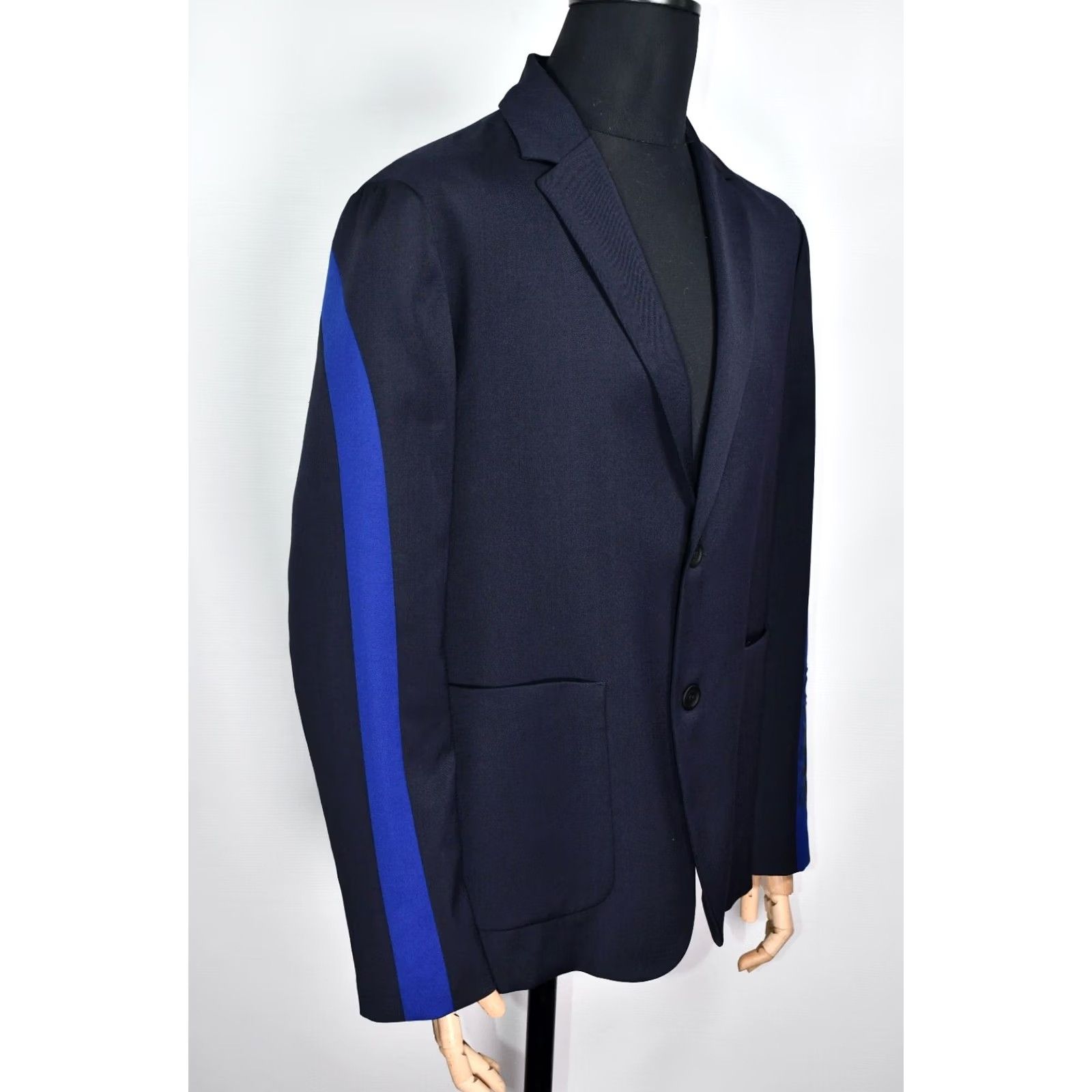 Vintage Iceberg Blazer Jacket Men Blue 54 Wool Solid 54 54%Polyester 44%Wool 2%Elastane Cream?? Size 54R - 3 Thumbnail
