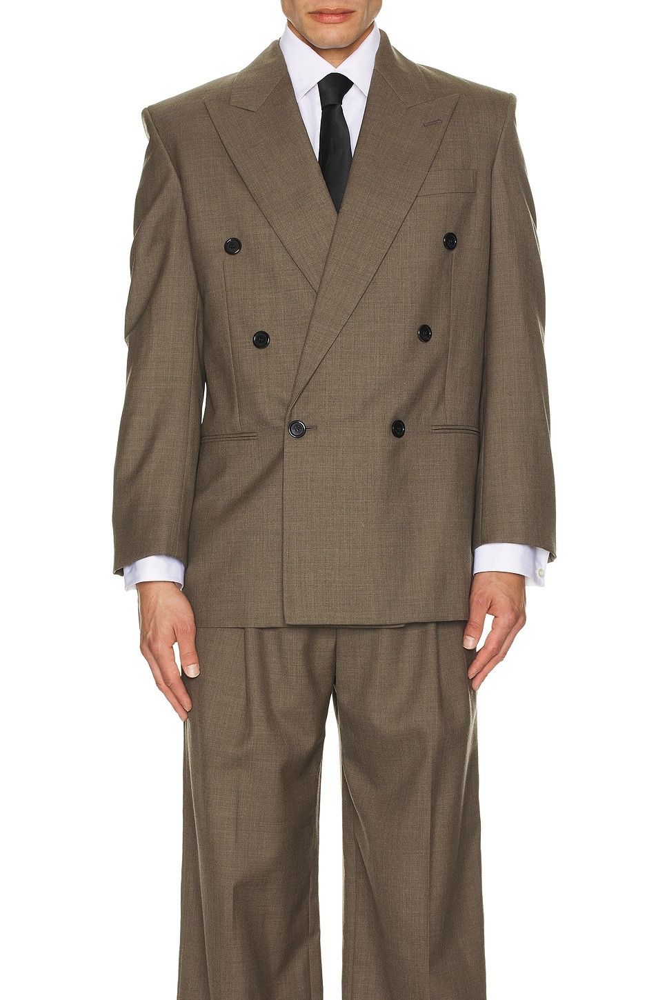 Saint Laurent Paris o1s22i1n0425 Double-breasted Wool Fresco Blazer Taupe Chine Size US M / EU 48-50 / 2 - 3 Thumbnail