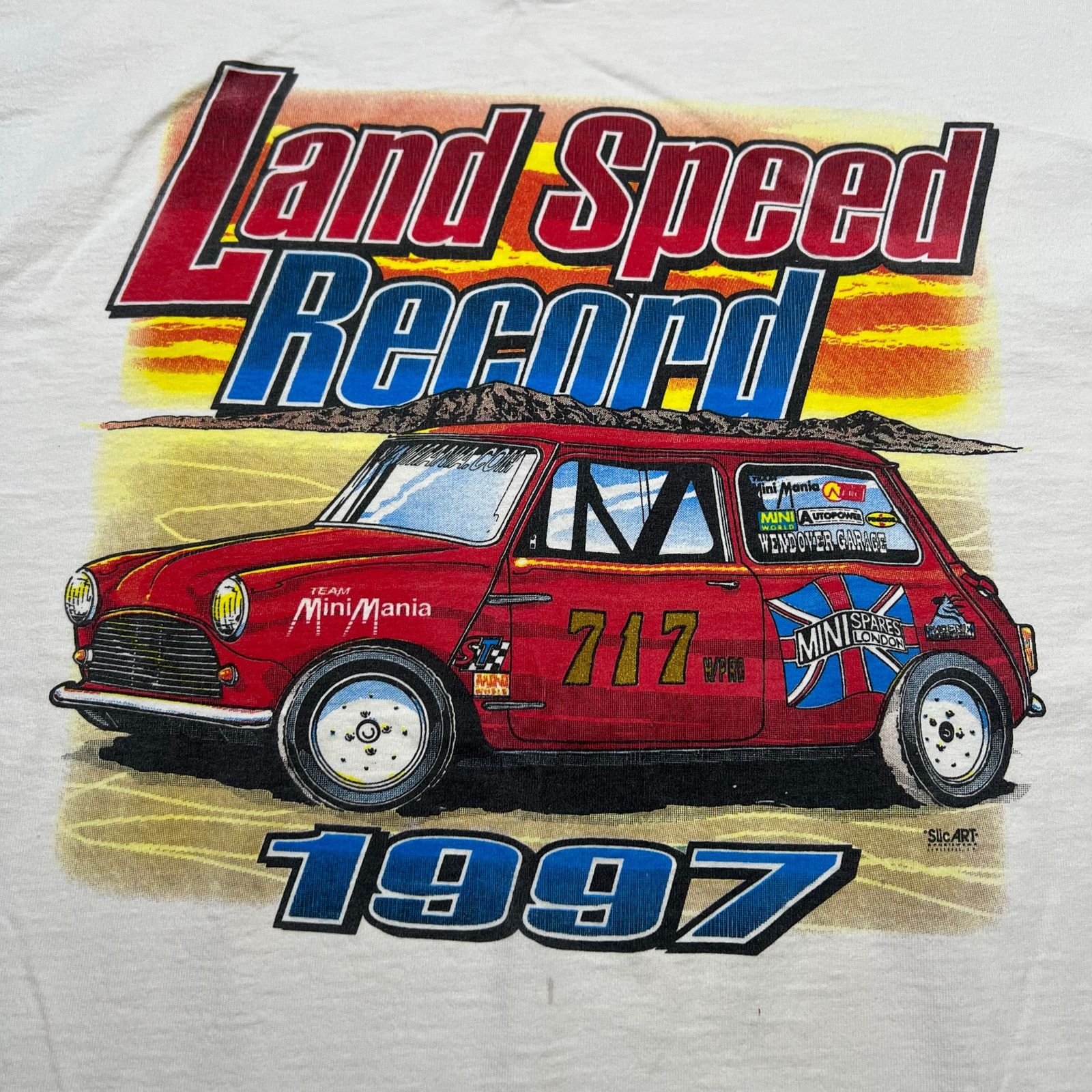 Fruit Of The Loom Vintage 90s t-shirt Mini Cooper race car Land Speed event L Size US L / EU 52-54 / 3 - 4 Thumbnail