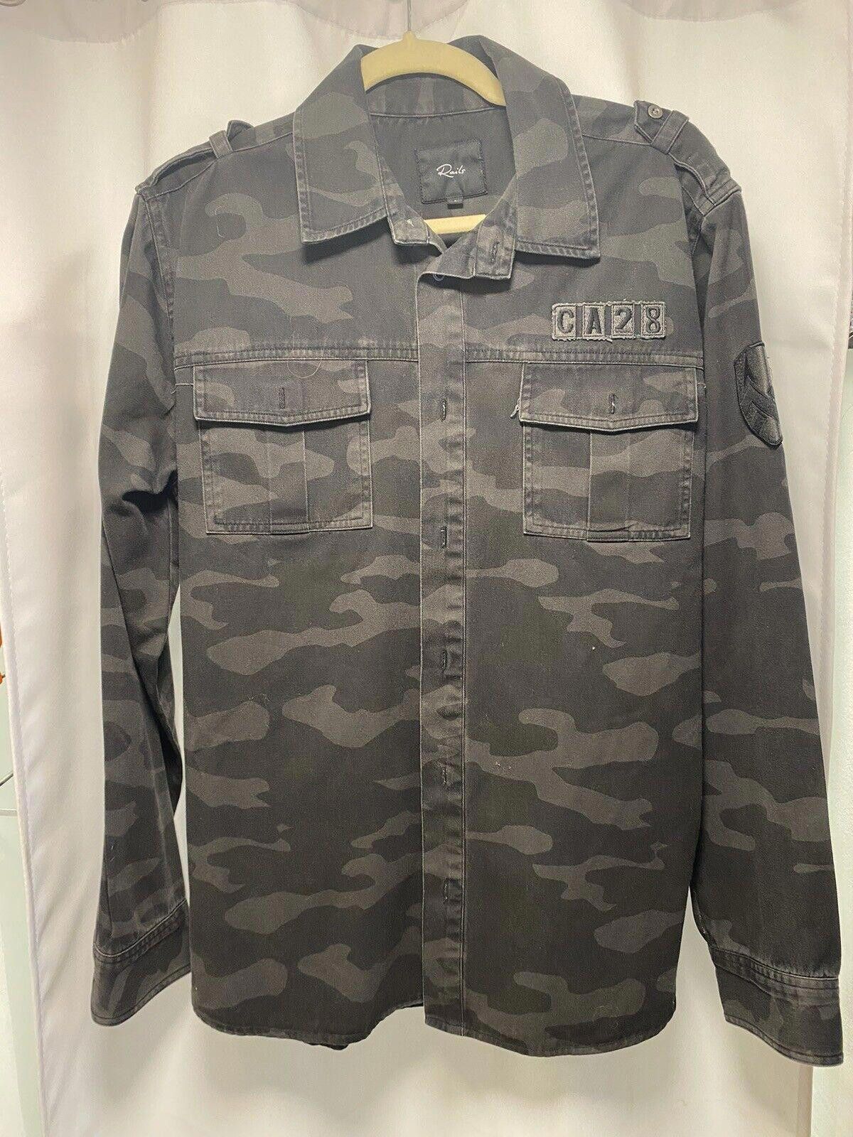 Rails Rails Gavin Black Gray Camo Printed Woven Shirt Jacket Large Size US L / EU 52-54 / 3 - 1 Thumbnail