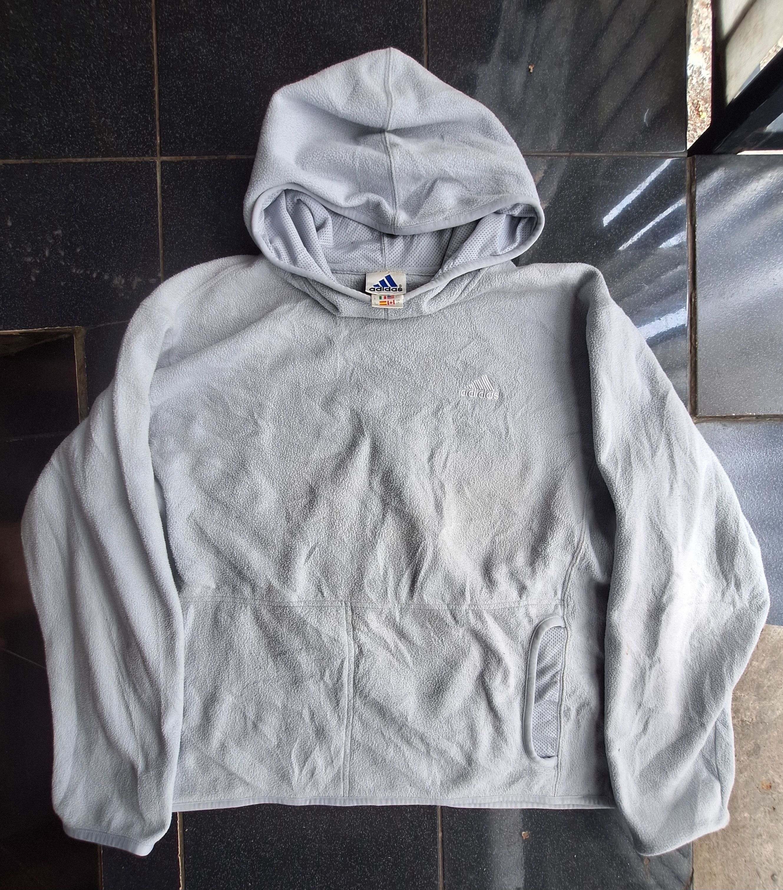 Adidas × Vintage Vintage 90s Adidas Logo Distressed Hoodie Sweatshirt Blue Size US M / EU 48-50 / 2 - 1 Thumbnail