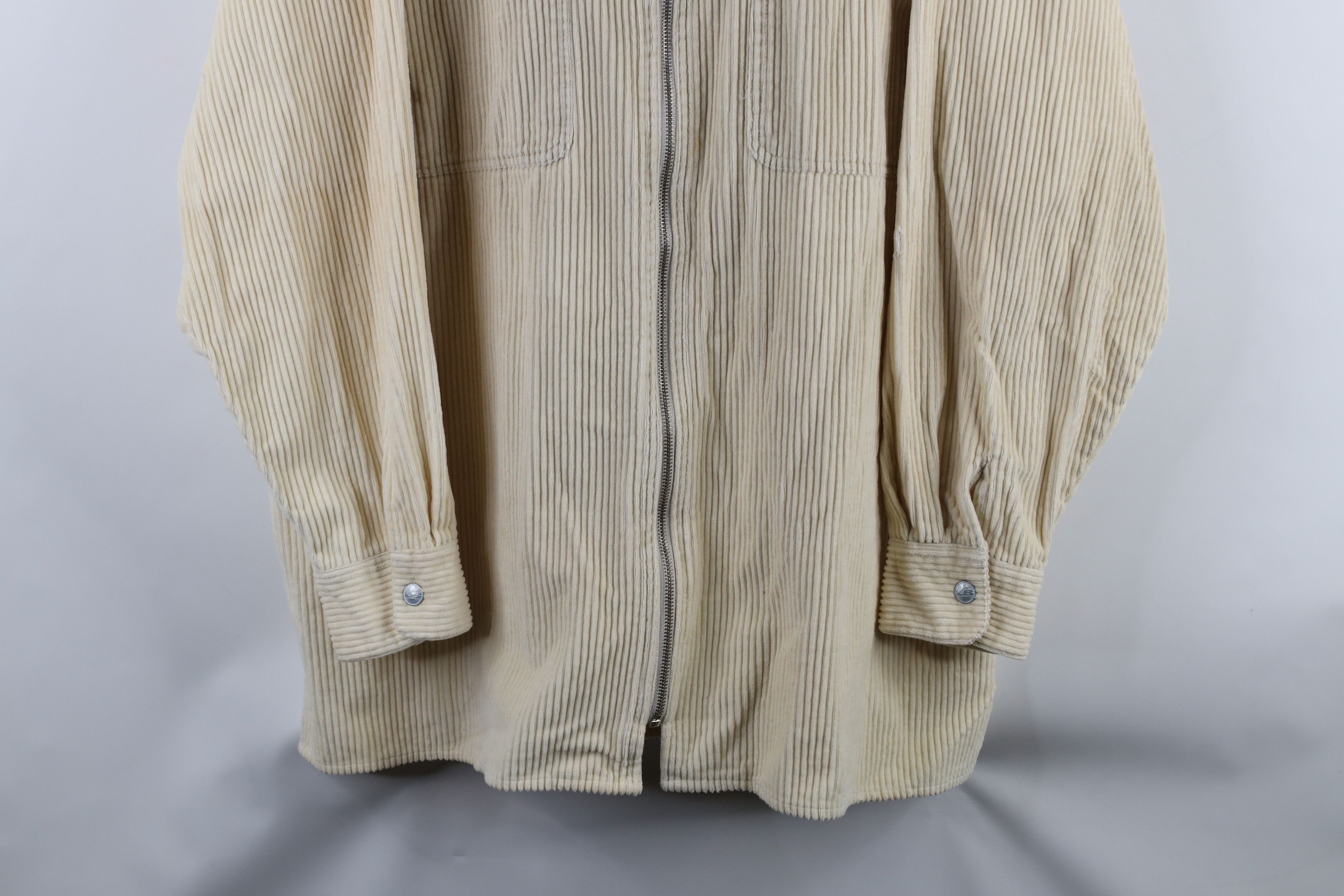 Vintage Vintage 90s Streetwear Full Zip Corduroy Shirt Jacket Beige Size US XL / EU 56 / 4 - 3 Thumbnail