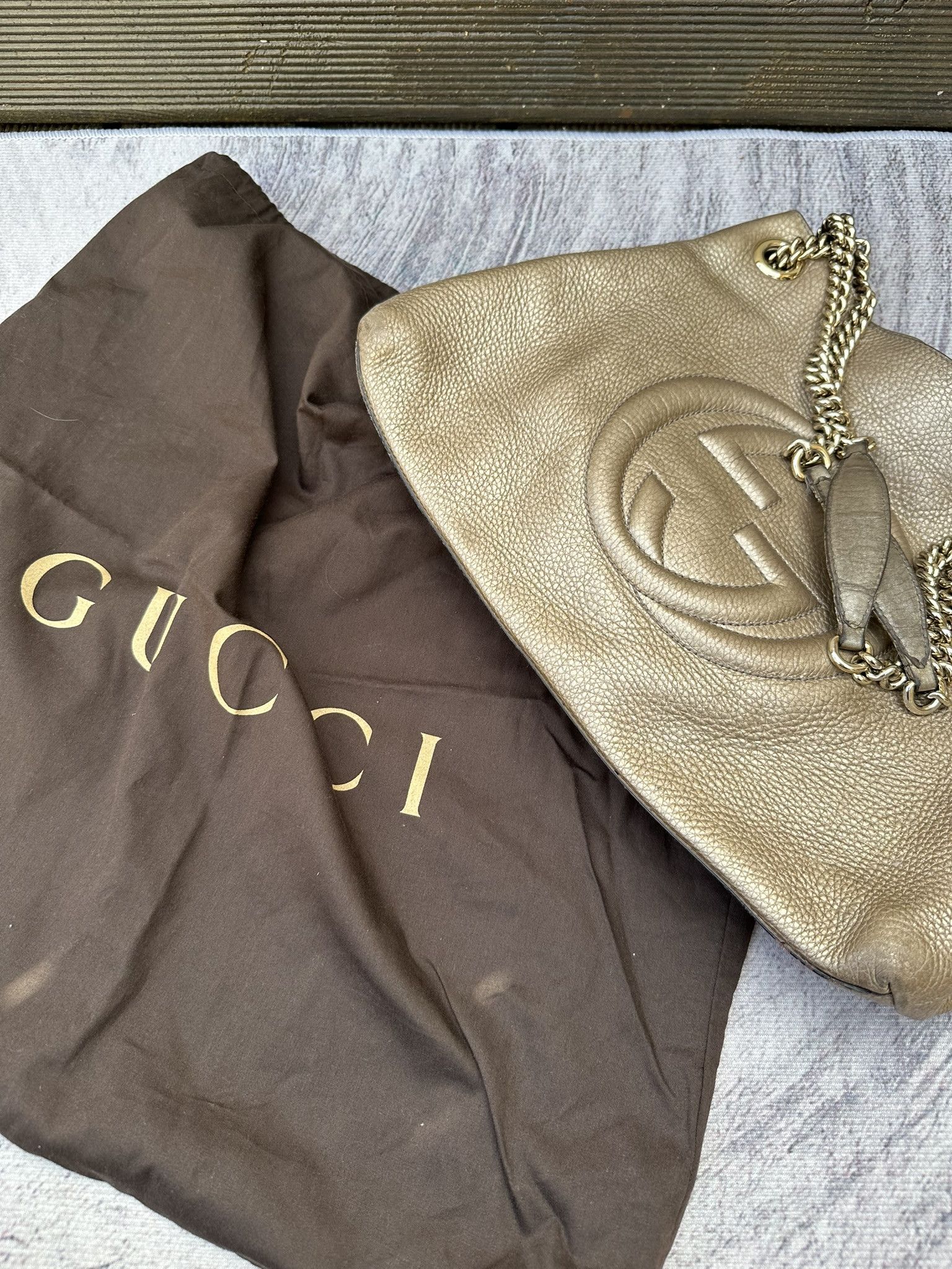 Gucci Gucci Soho Shoulder Bag Medium Pebbled Leather Gold Logo Size ONE SIZE - 2 Thumbnail