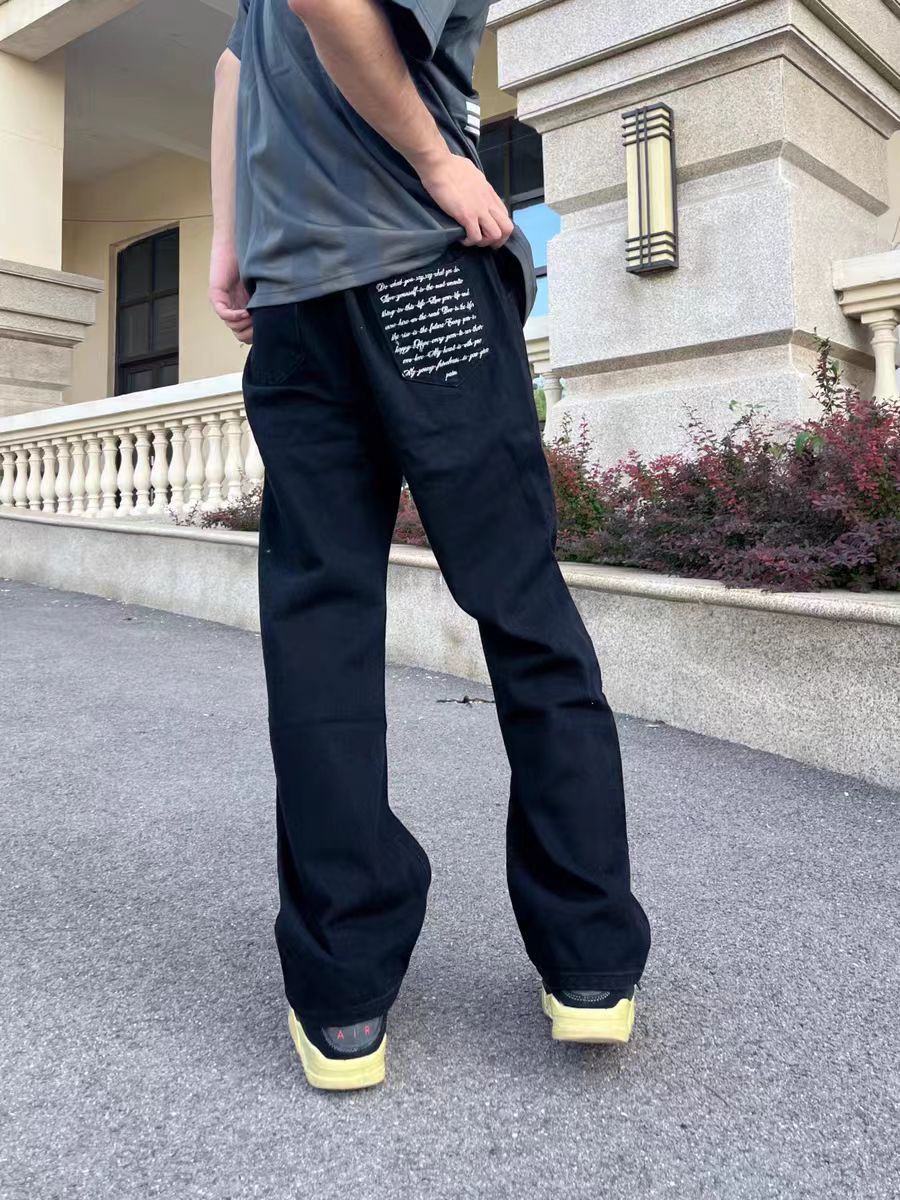 Japanese Brand × Vintage Street Vintage Washed Loose Embroidered Jeans Size 32 Size US 32 / EU 48 - 4 Thumbnail