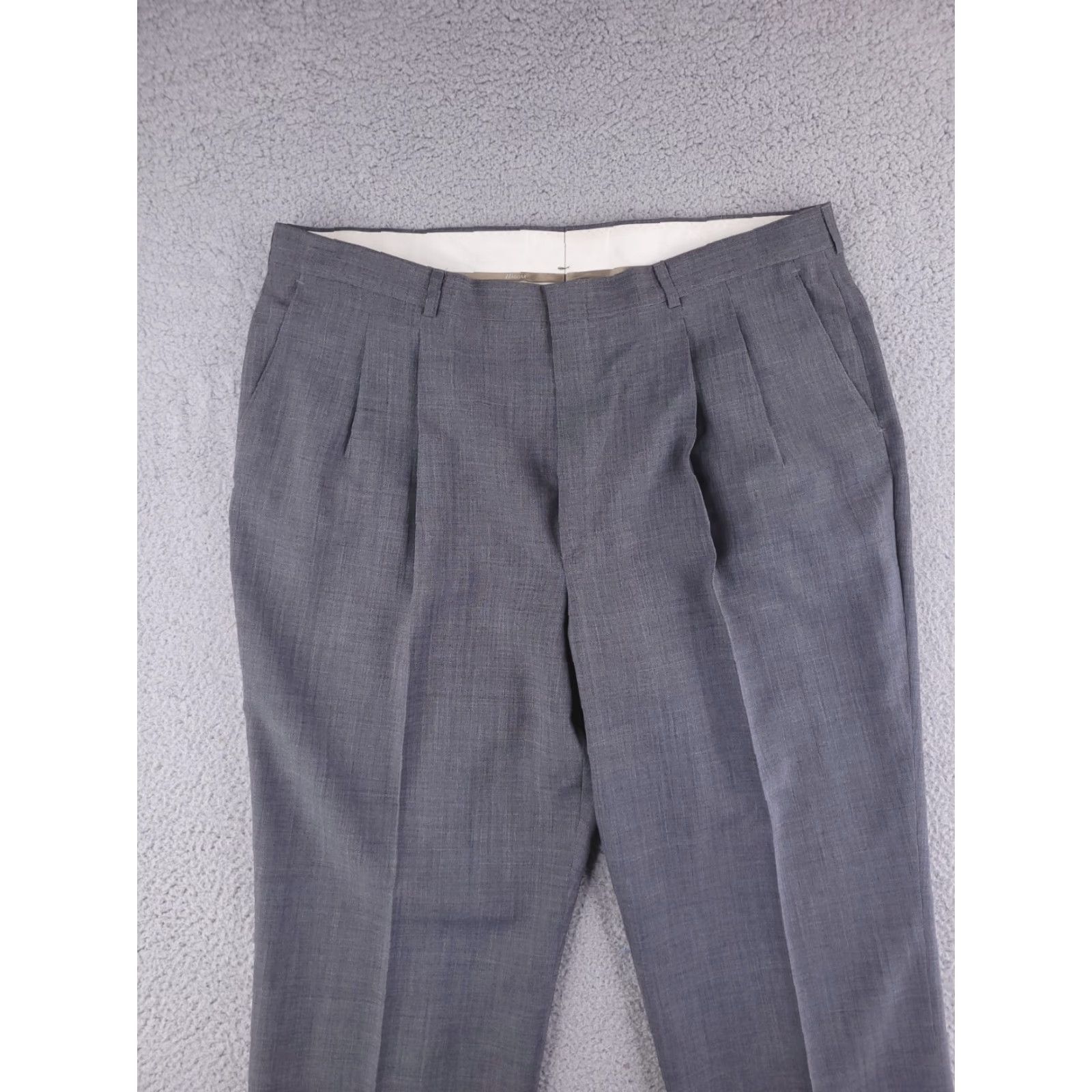 Haggar VINTAGE Haggar Pants Mens 39x29 Dacron Wool Dress Pleated Gray Size US 39 - 2 Thumbnail