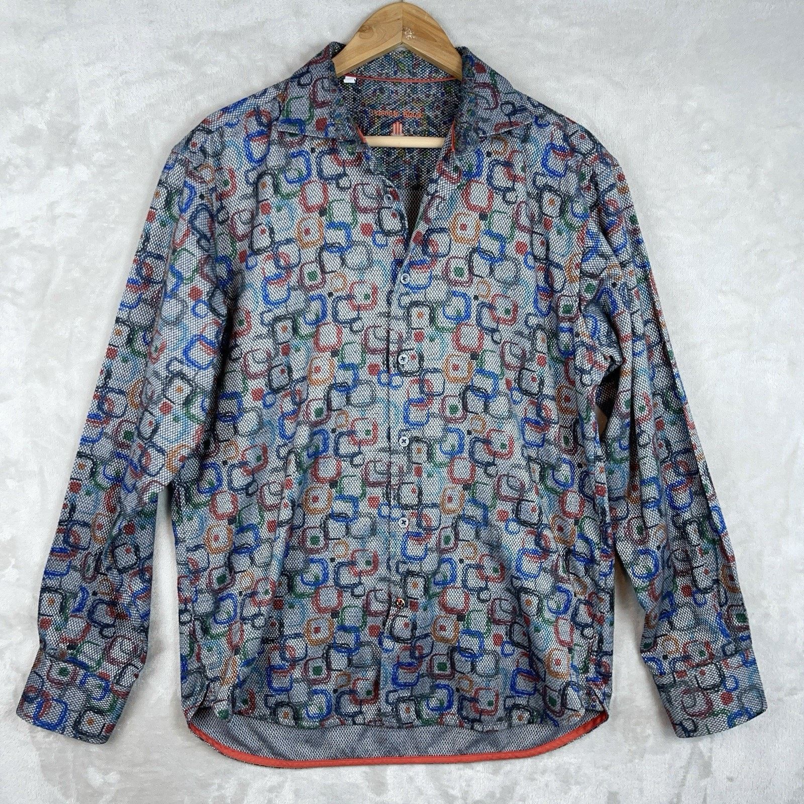 Luchiano Visconti Visconti Black Long Sleeve Textured Geometric Mens L Shirt Size US L / EU 52-54 / 3 - 2 Thumbnail
