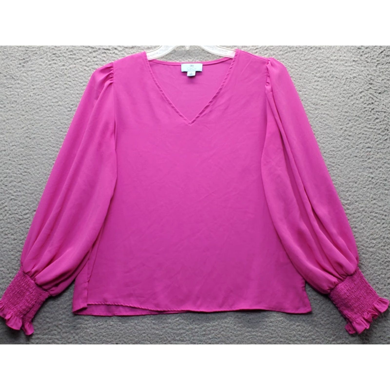 Vintage CeCe Blouse Womens M Pink Balloon Sleeve V Neck Shirt Size M / US 6-8 / IT 42-44 - 2 Thumbnail