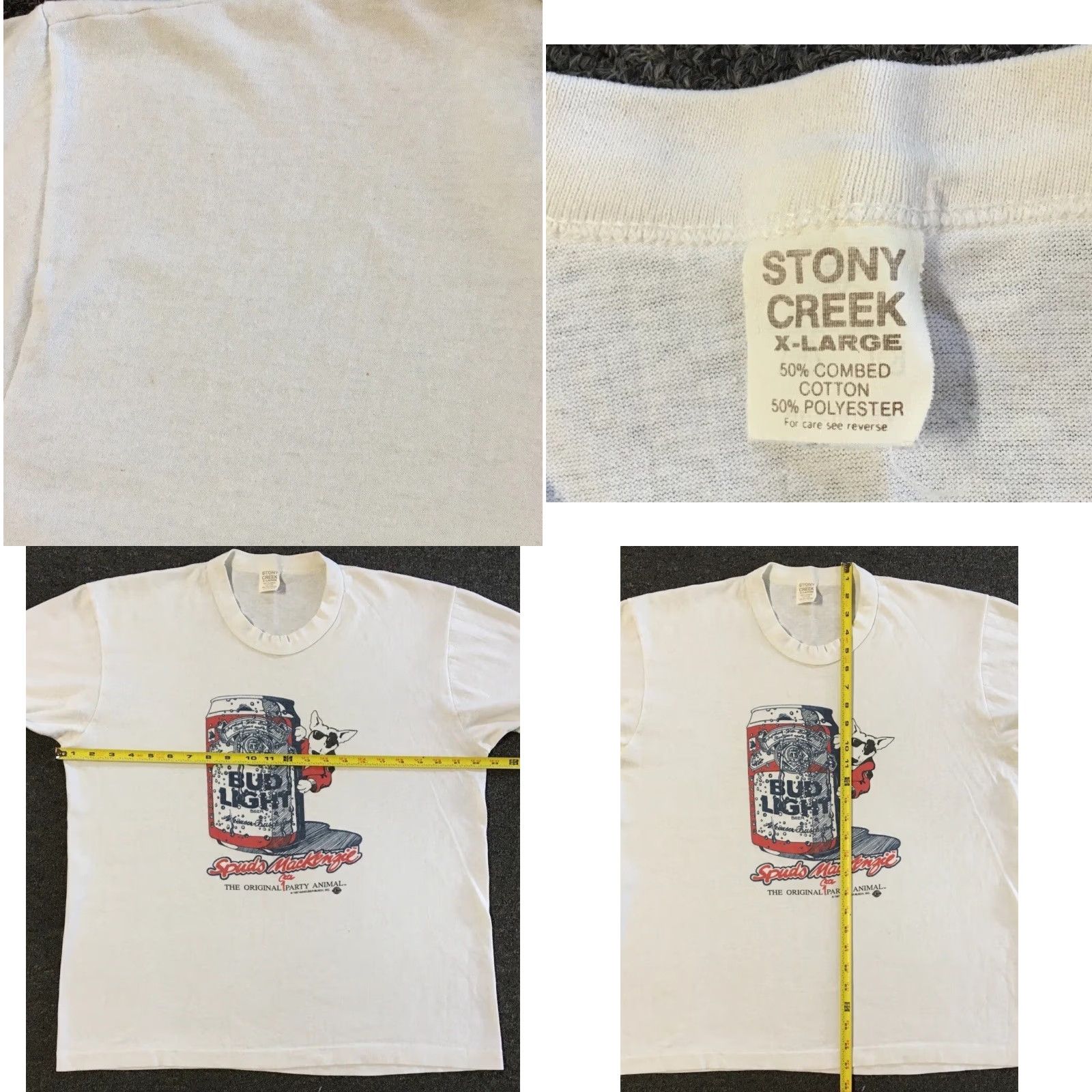 Vintage VINTAGE Bud Light Spuds Mackenzie Party Dog Shirt M White 80s 90s Funny Grunge Beer Dog USA Mens Rock Retro Fans Size US M / EU 48-50 / 2 - 9 Thumbnail