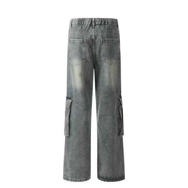 Japanese Brand VIBE Men's multi-pocket punk washed distressed cargo jeans Size US 32 / EU 48 - 2 Thumbnail