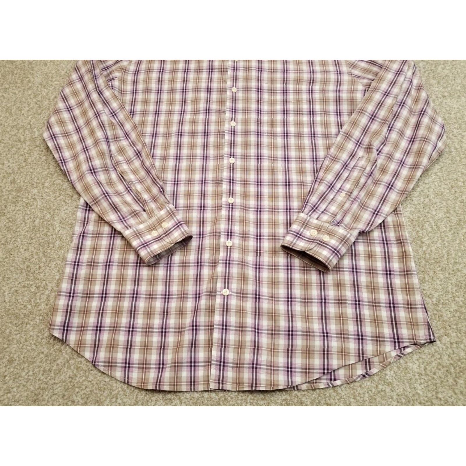 Peter Millar Peter Millar Shirt Men Large Purple Brown Plaid Button Down Casual Dress Cotton Size US L / EU 52-54 / 3 - 3 Thumbnail