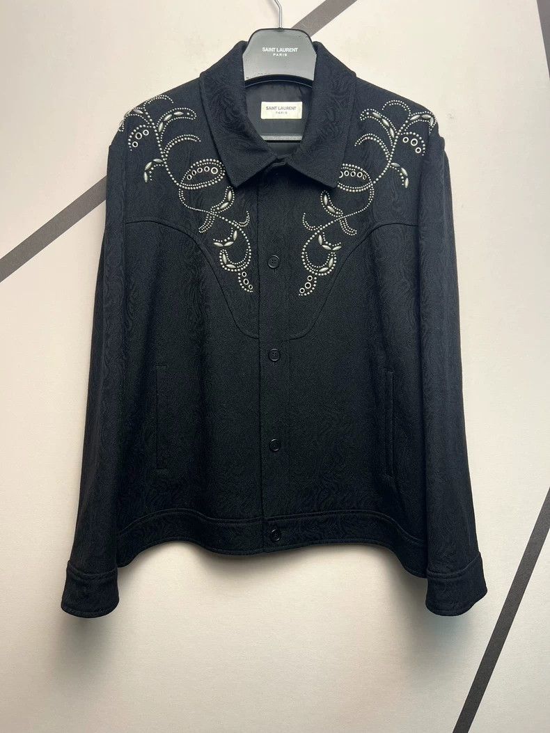 Saint Laurent Paris Saint Laurent Black Wool Jacket with Embellishments-dmc Size US XXL / EU 58 / 5 - 1 Thumbnail