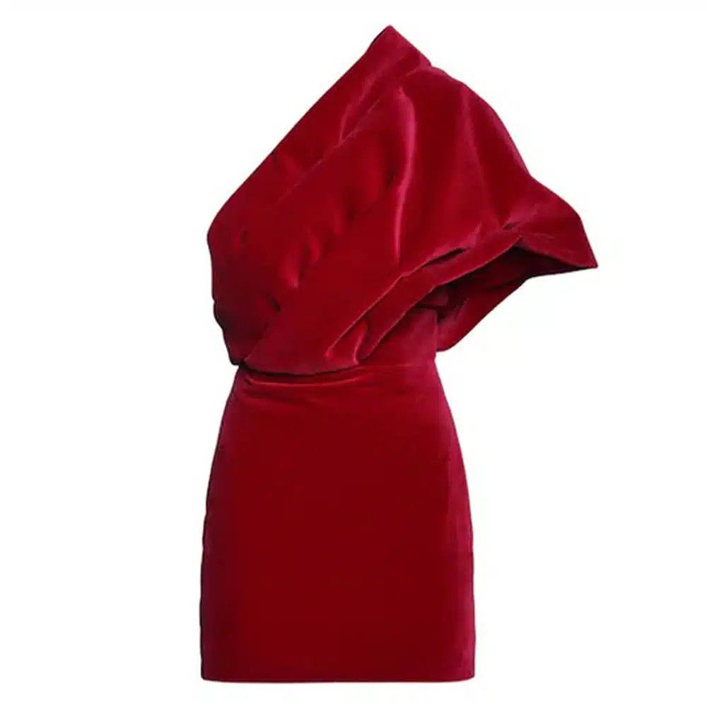o1loc1c1224 AB3090 Mini Dress in Red