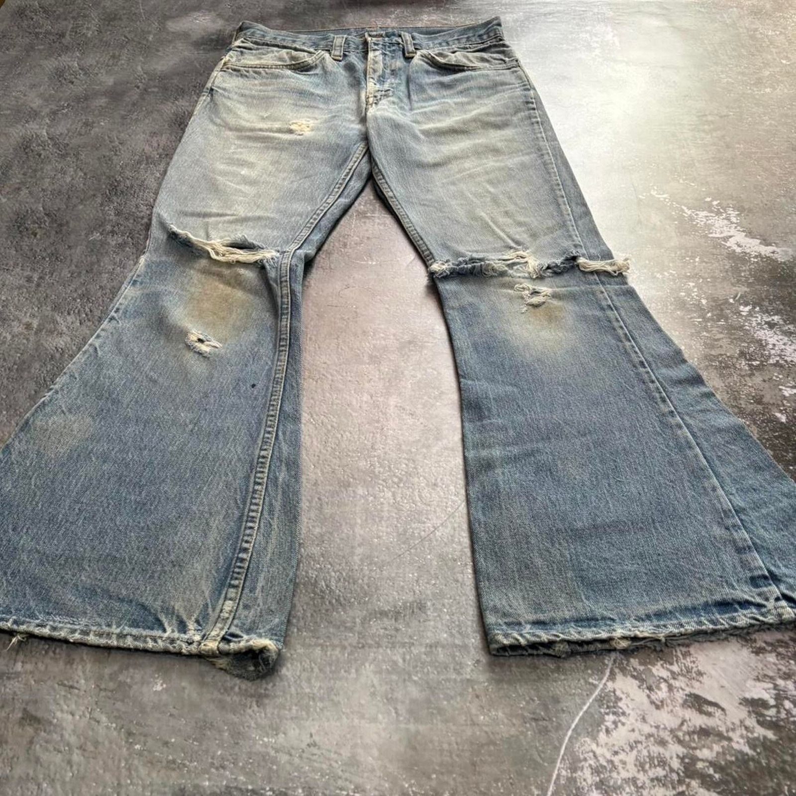 Levi's × Vintage Vintage 70s Levis Bell Bottoms Orange Tab Big E Distressed. Size 28" / US 6 / IT 42 - 3 Thumbnail