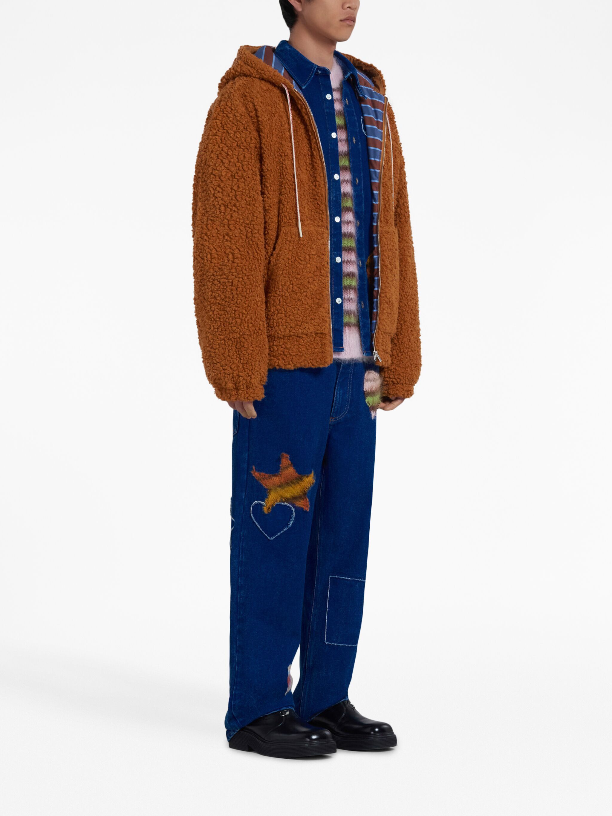 Marni o1w1db11124 Logo-Drawstring Teddy Jacket in Brown Size US S / EU 44-46 / 1 - 2 Thumbnail