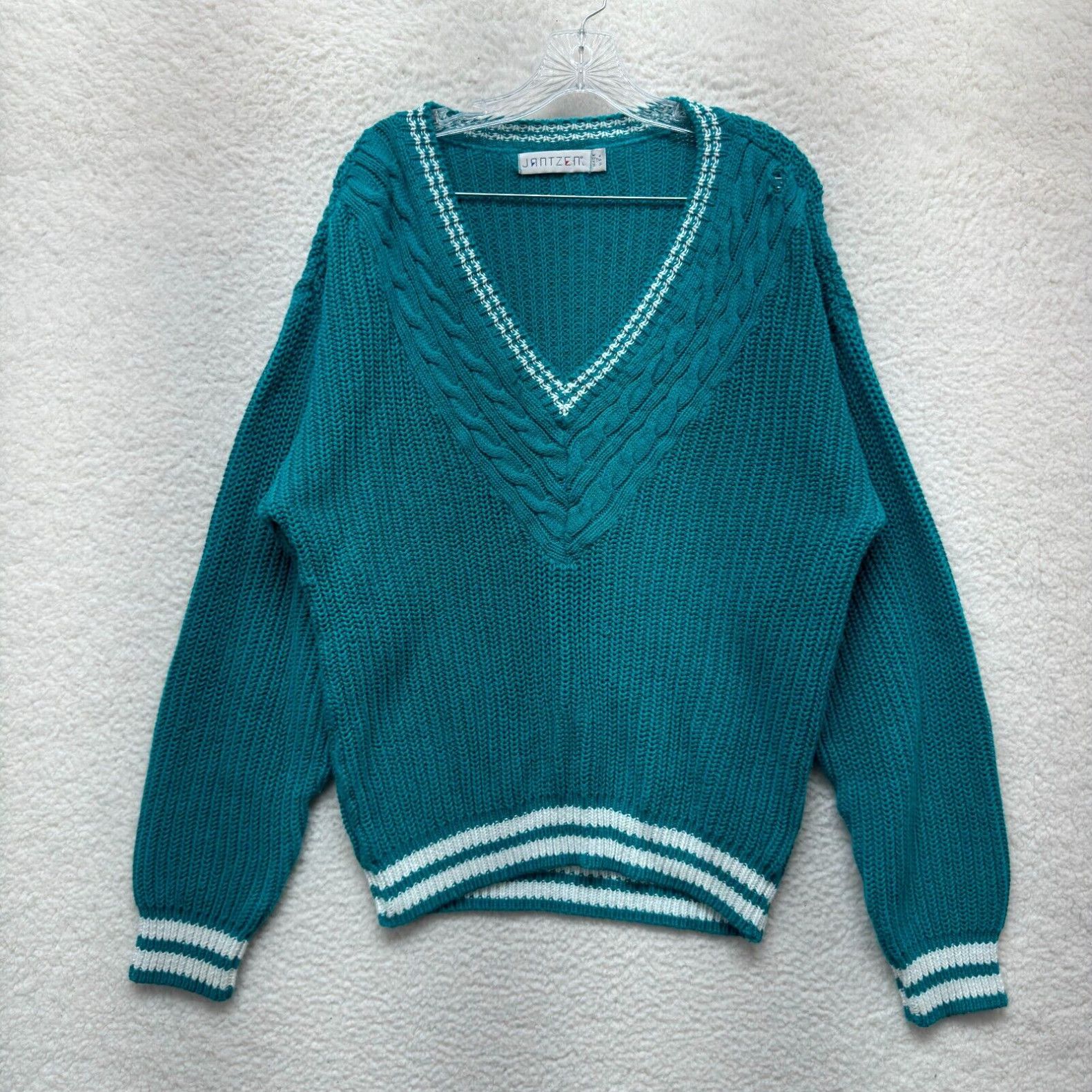 JANTZEN Vintage Blue & Green Pullover offers Sz L