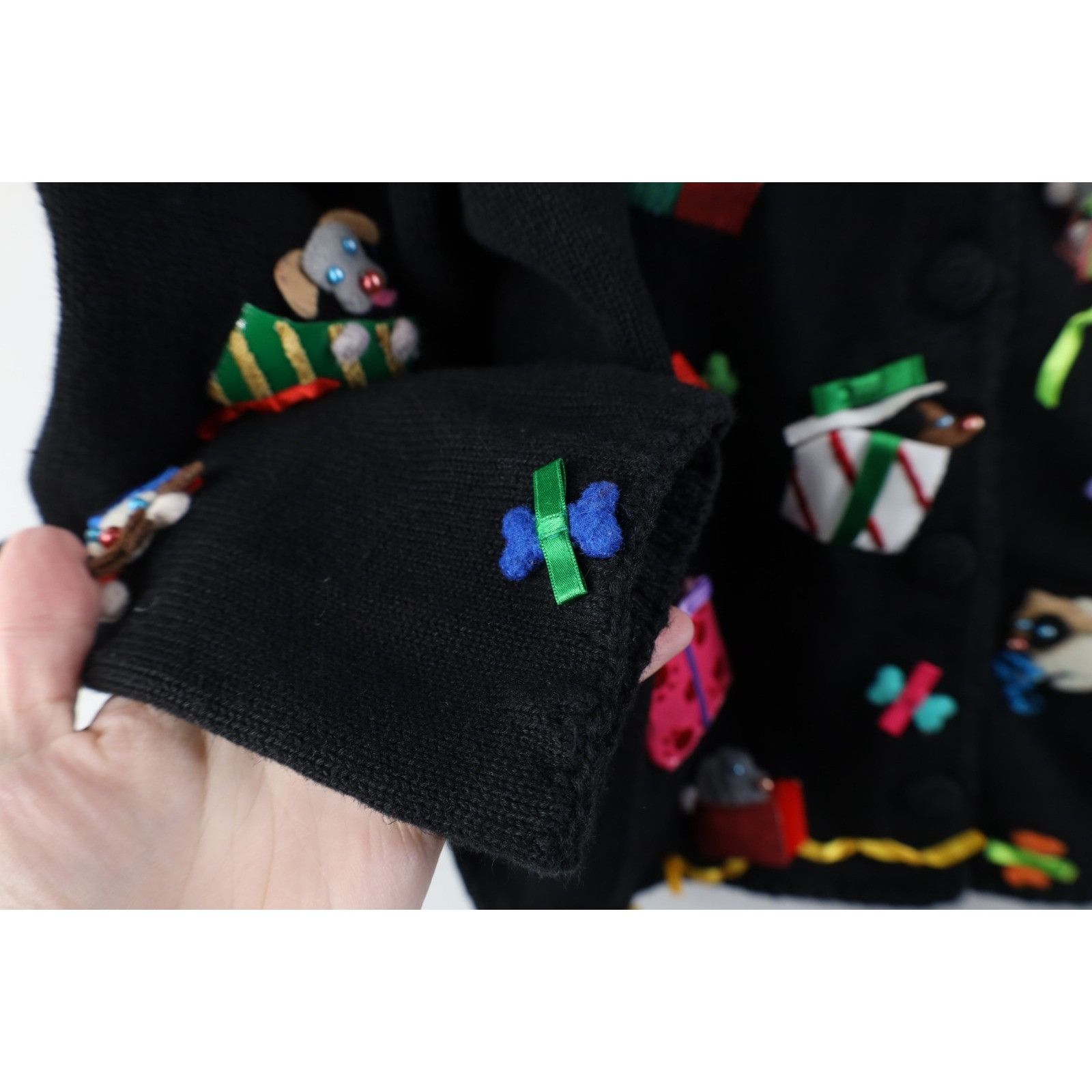 Vintage Vintage Y2K Michael Simon Christmas Dog Cardigan Sweater Size L / US 10 / IT 46 - 6 Thumbnail