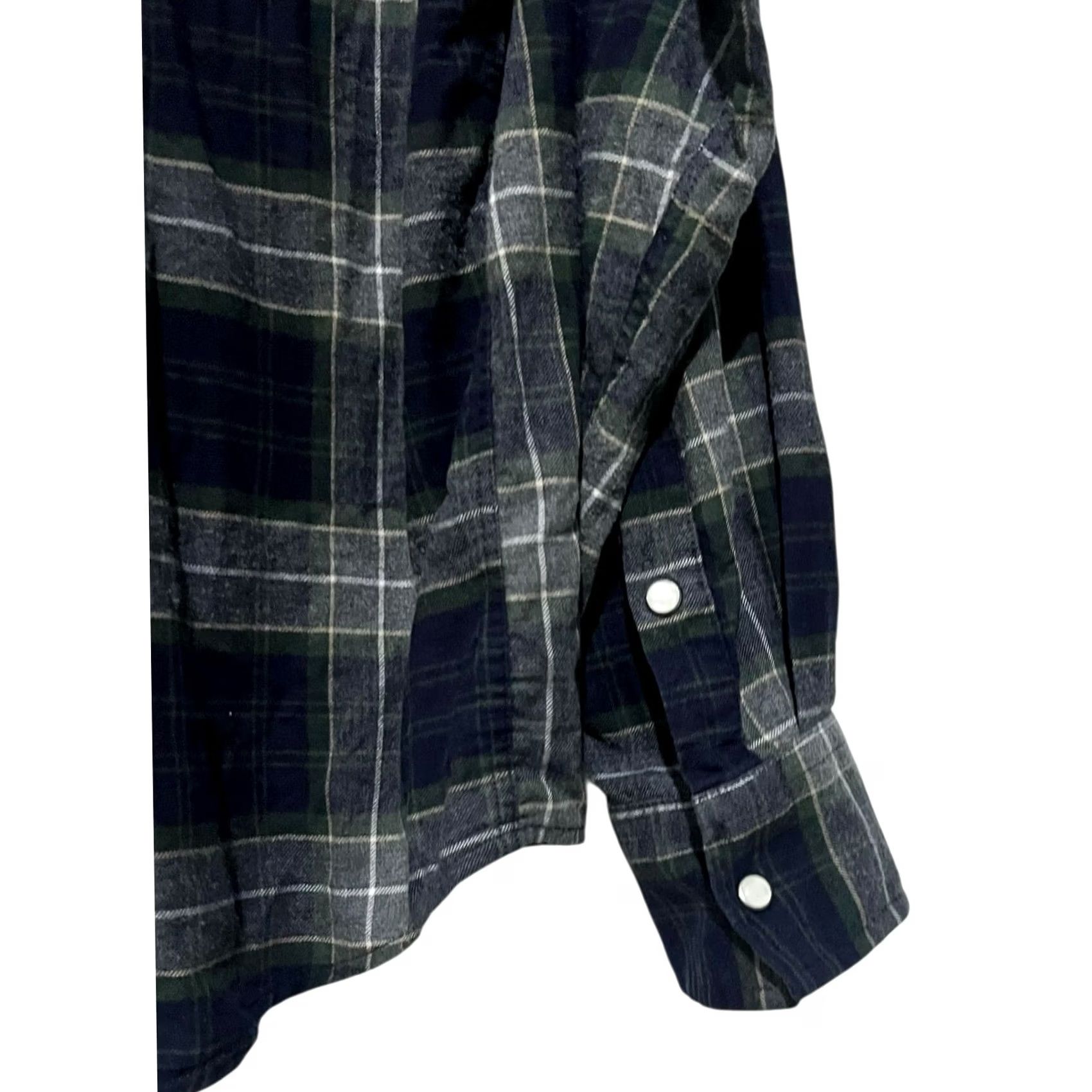 UNTUCKit UNTUCKit Pearl Snap Flannel Plaid Shirt Mens L 100% Cotton Blue Gray Green Size US L / EU 52-54 / 3 - 4 Thumbnail