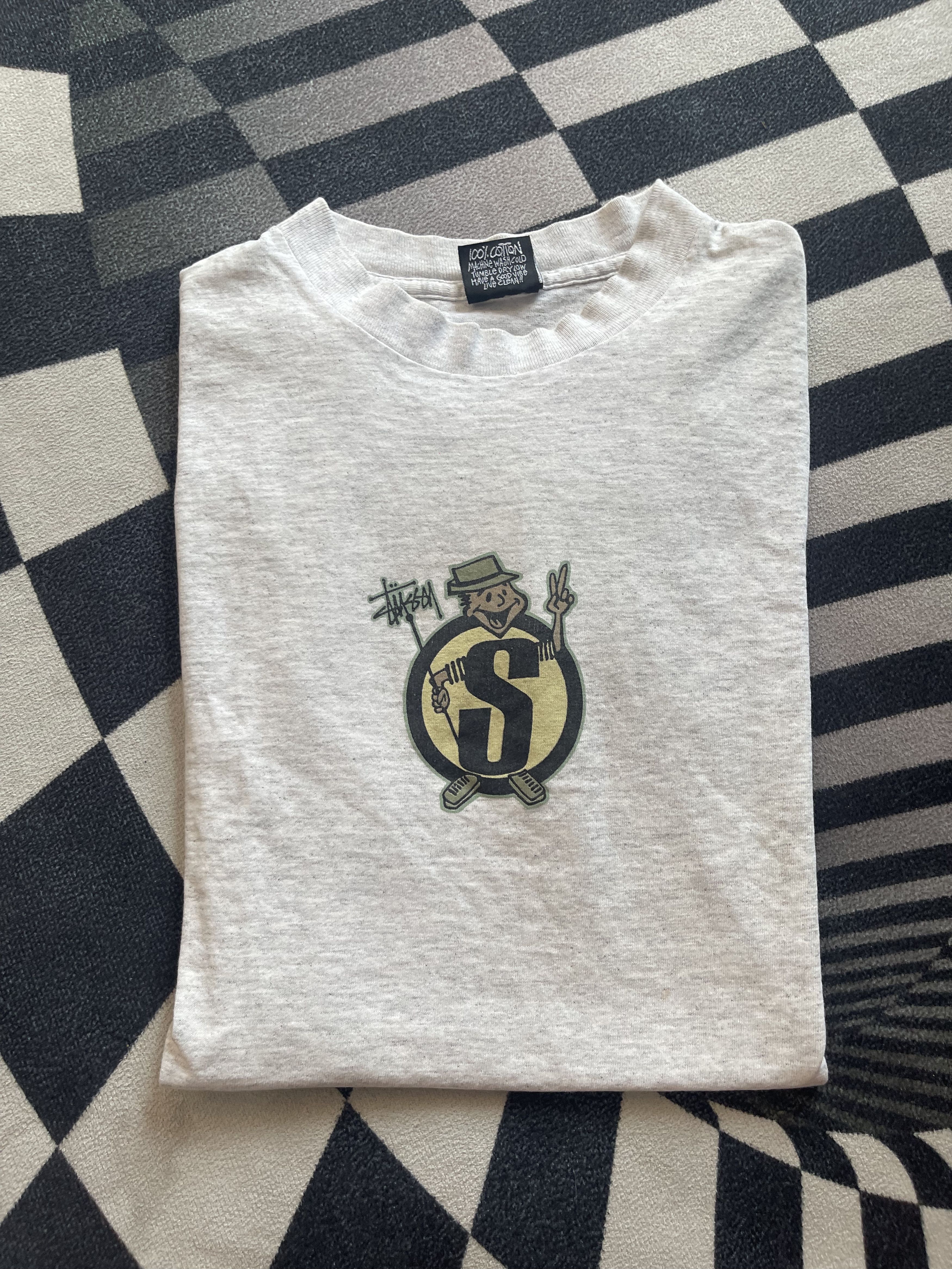 Stussy VINTAGE 90s STUSSY Skate Man S-Logo T-Shirt Size US S / EU 44-46 / 1 - 1 Thumbnail