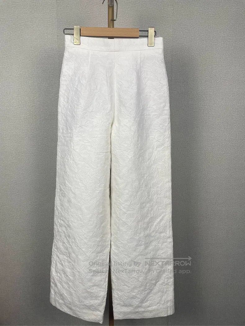 Chanel Beige printed wide-leg trousers