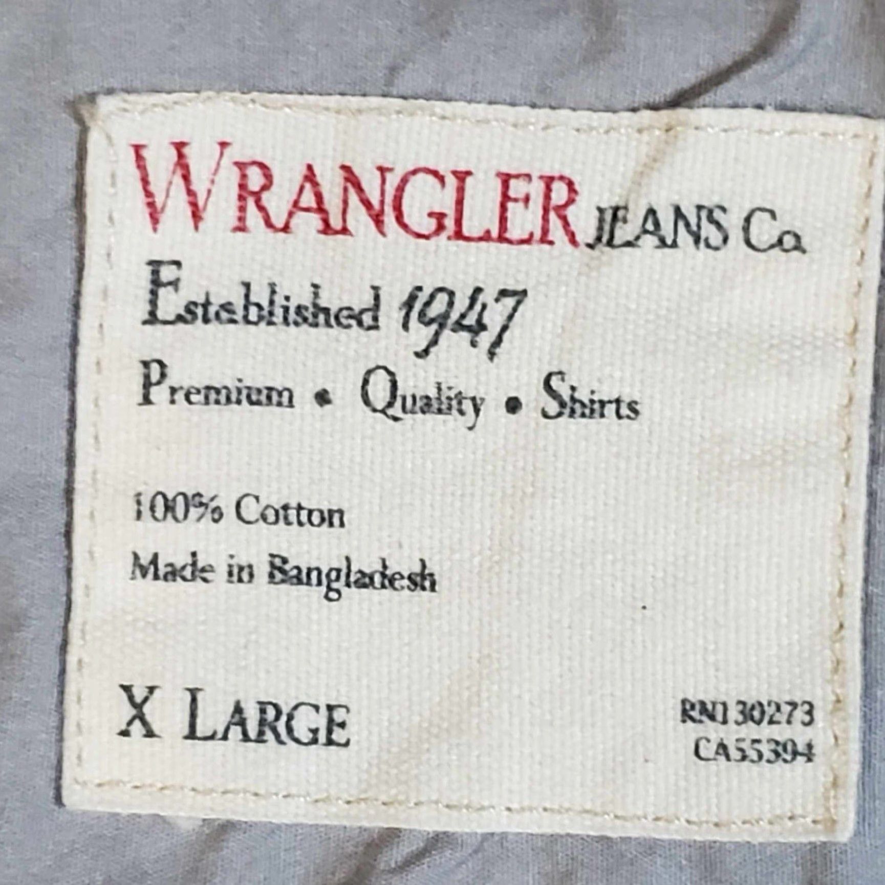 Wrangler Wrangler Shirt Mens XL Button-Up Long Sleeve Gray Size US XL / EU 56 / 4 - 2 Thumbnail