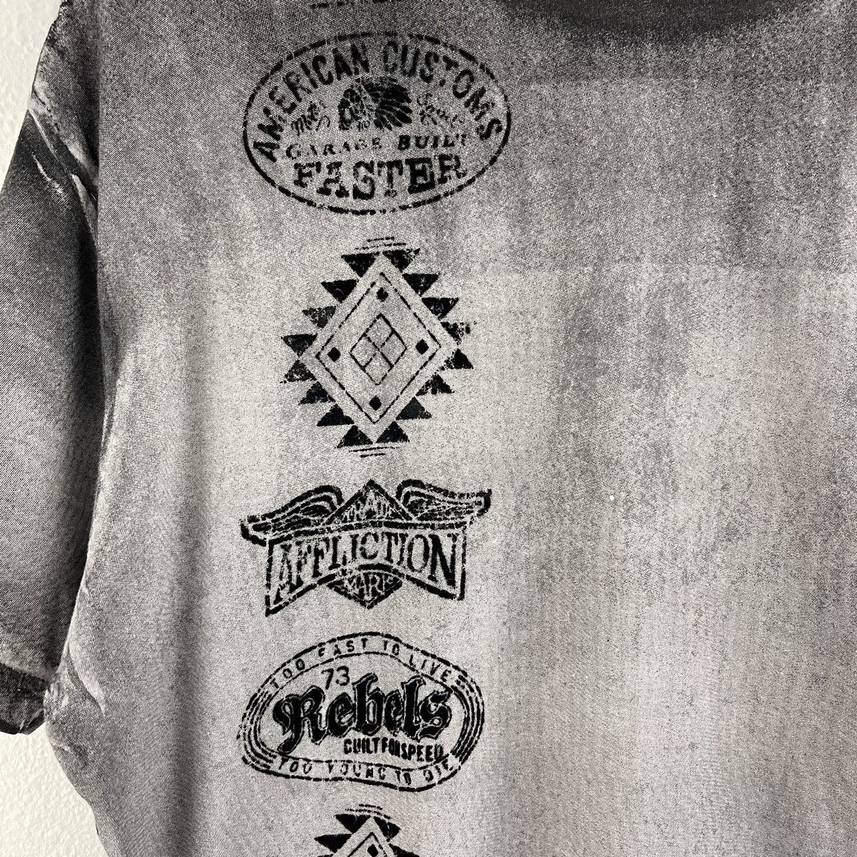 Affliction AFFLICTION Grey Black Skull American Customs Graphic Tee Size US M / EU 48-50 / 2 - 12 Thumbnail