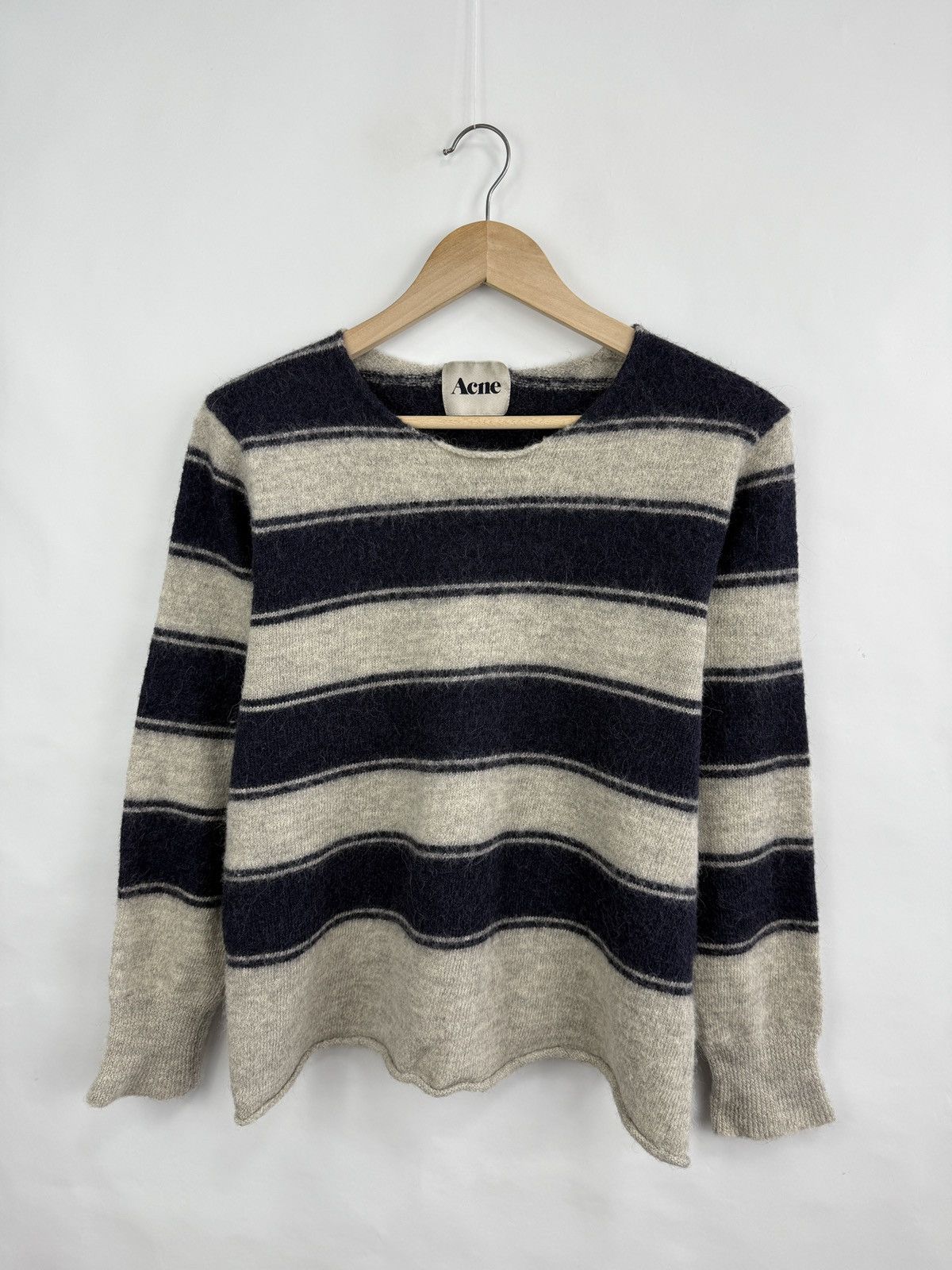 Acne Studios 🇺🇸Y2K Acne Studios Alpaca Wool Striped Sweater Navy LIMA AW11 Size XL / US 12-14 / IT 48-50 - 3 Thumbnail