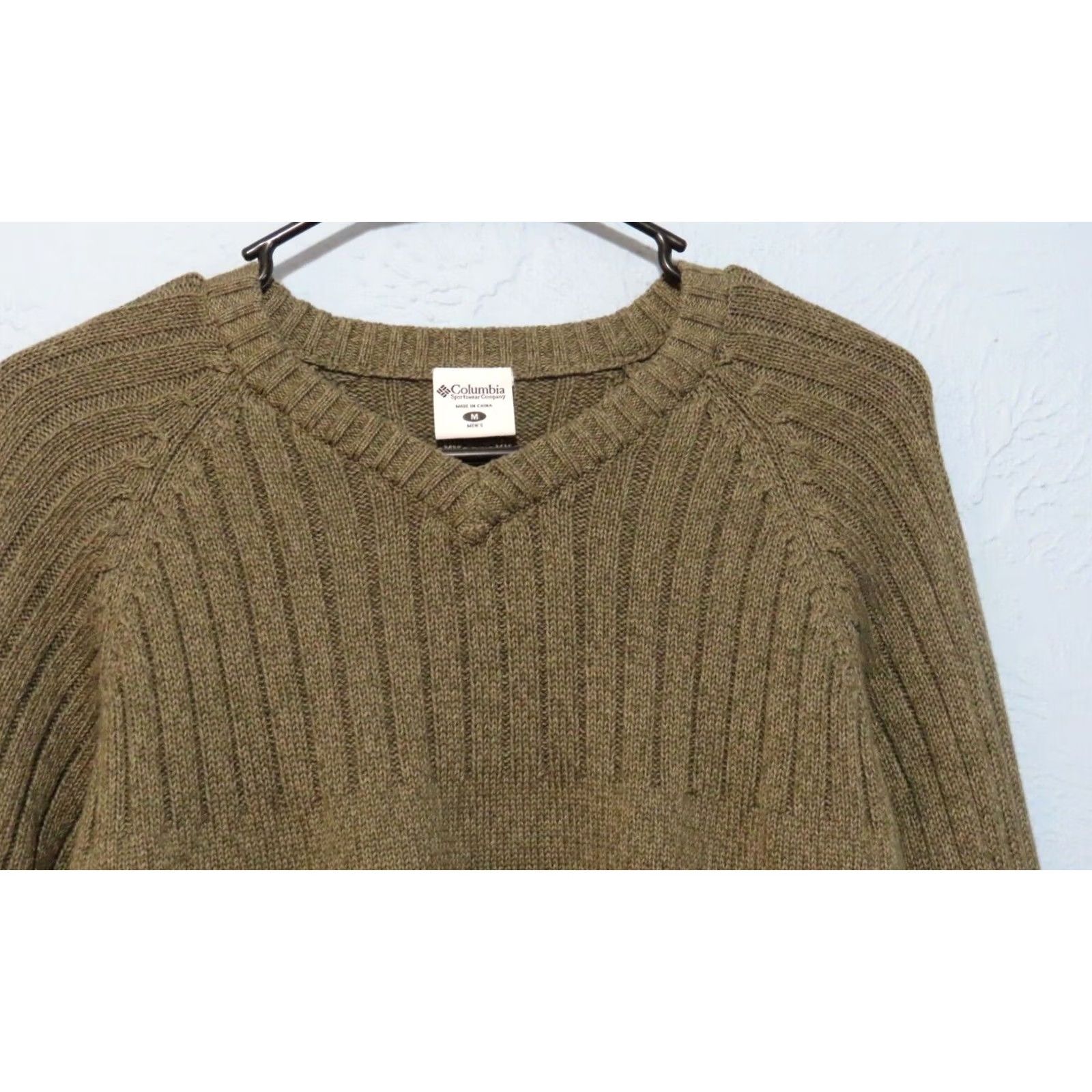 Vintage Columbia Men Medium Khaki Pullover Knit Sweater Size US M / EU 48-50 / 2 - 2 Thumbnail