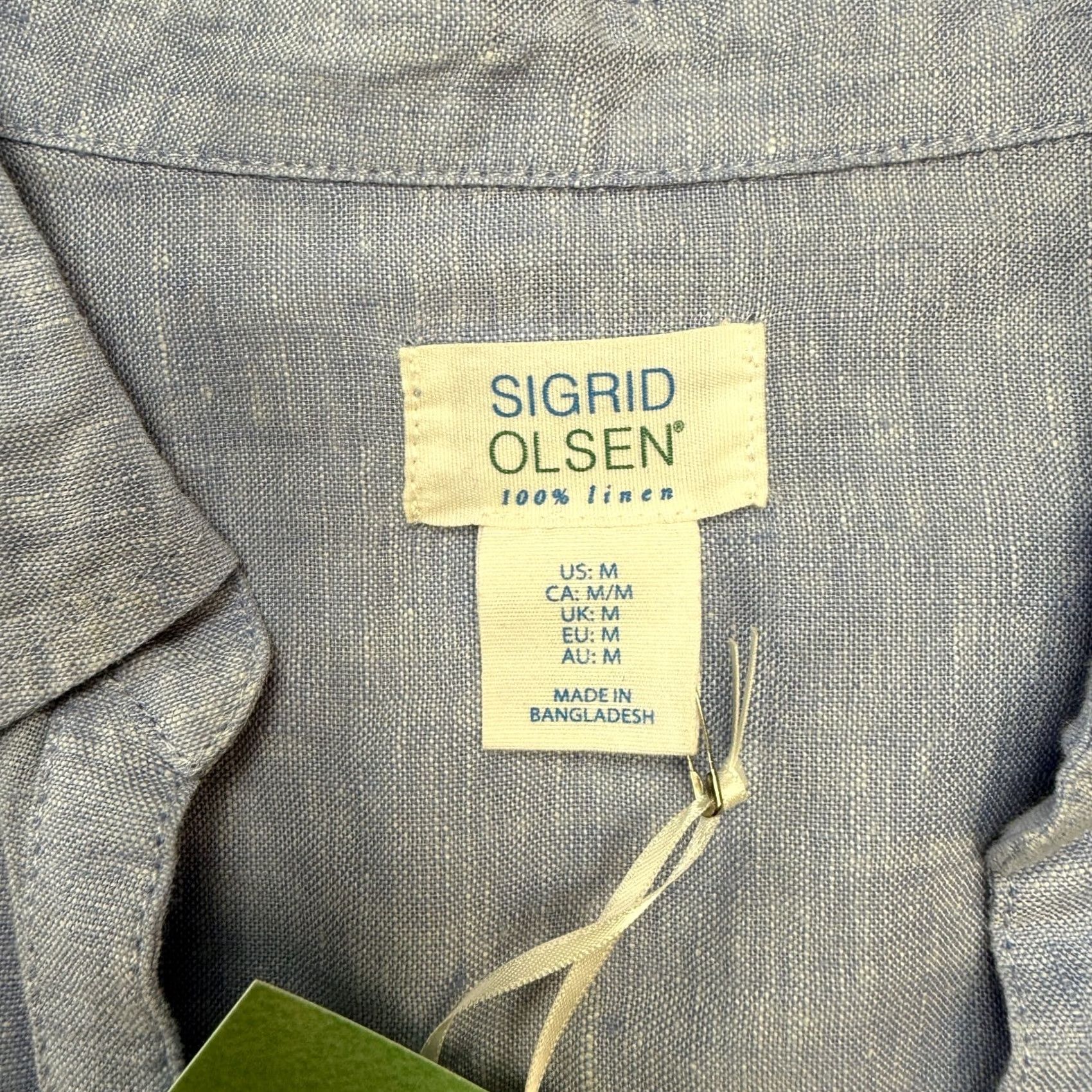 Vintage Sigrid Olsen Button-Up Tunic Linen Top Women M Blue Beach Casual Lightweight Roll Tab Sleeve Distressed? Size M / US 6-8 / IT 42-44 - 3 Thumbnail