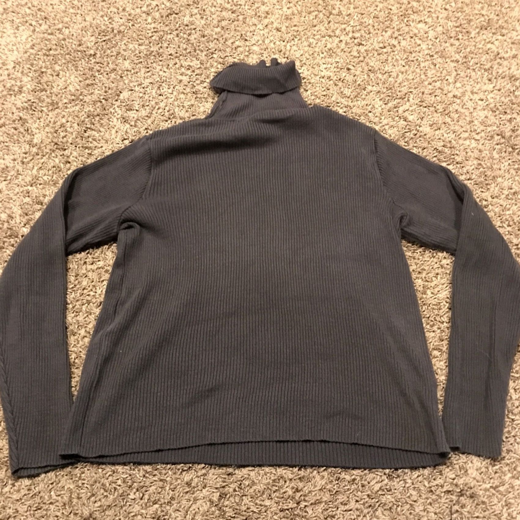 Vintage VINTAGE Parkhurst Women Sweater L Turtleneck Gray Ribbed Cotton A40 Pullover Knit Lightweight Slim? (keep minimal) Size L / US 10 / IT 46 - 3 Thumbnail