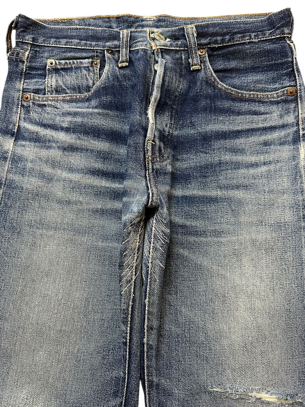 Denime Vintage Japan Denime Selvage Blue Faded Wash Distress Jeans Size US 29 - 4 Thumbnail