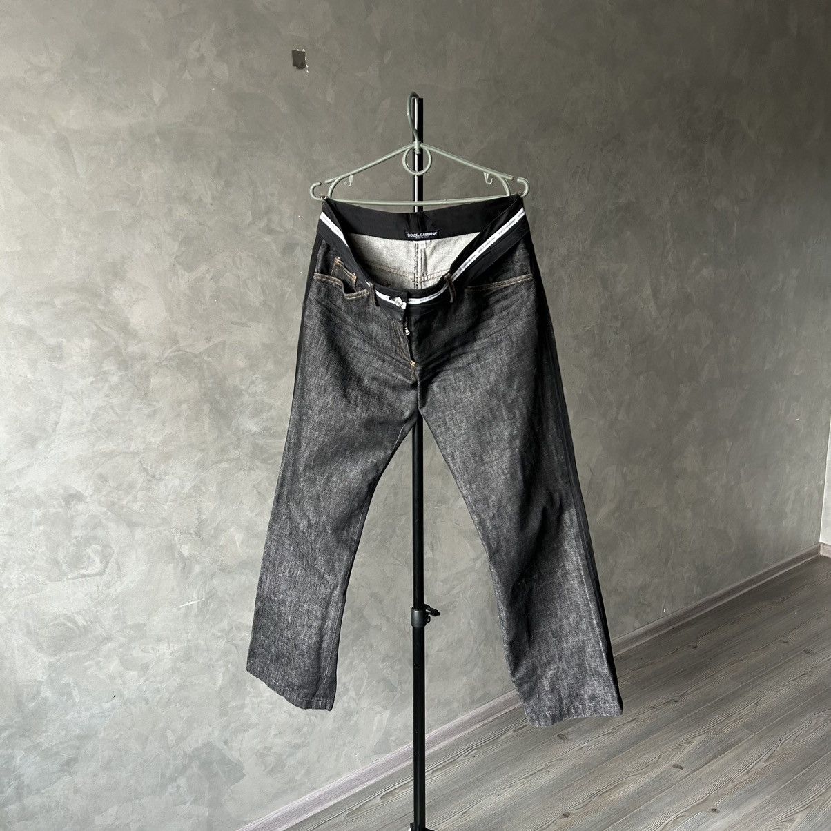 Dolce & Gabbana Rare Dolce & Gabbana Logo Waistband Black Wide Leg Jeans Size 28" / US 6 / IT 42 - 3 Thumbnail