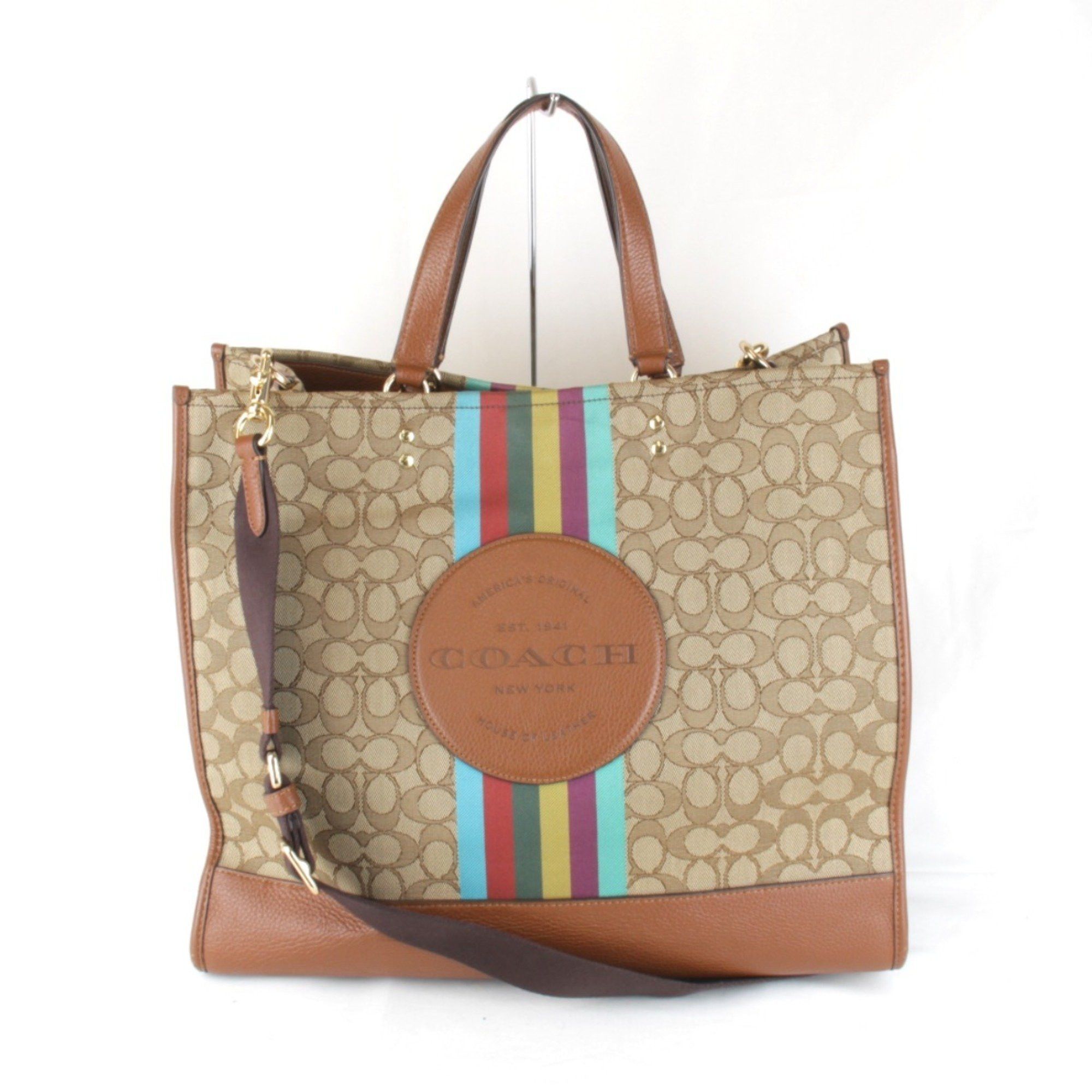 Coach Dempsey Tote F2239-C5793 Bag Signature 2-Way Brown Canvas, Women's
