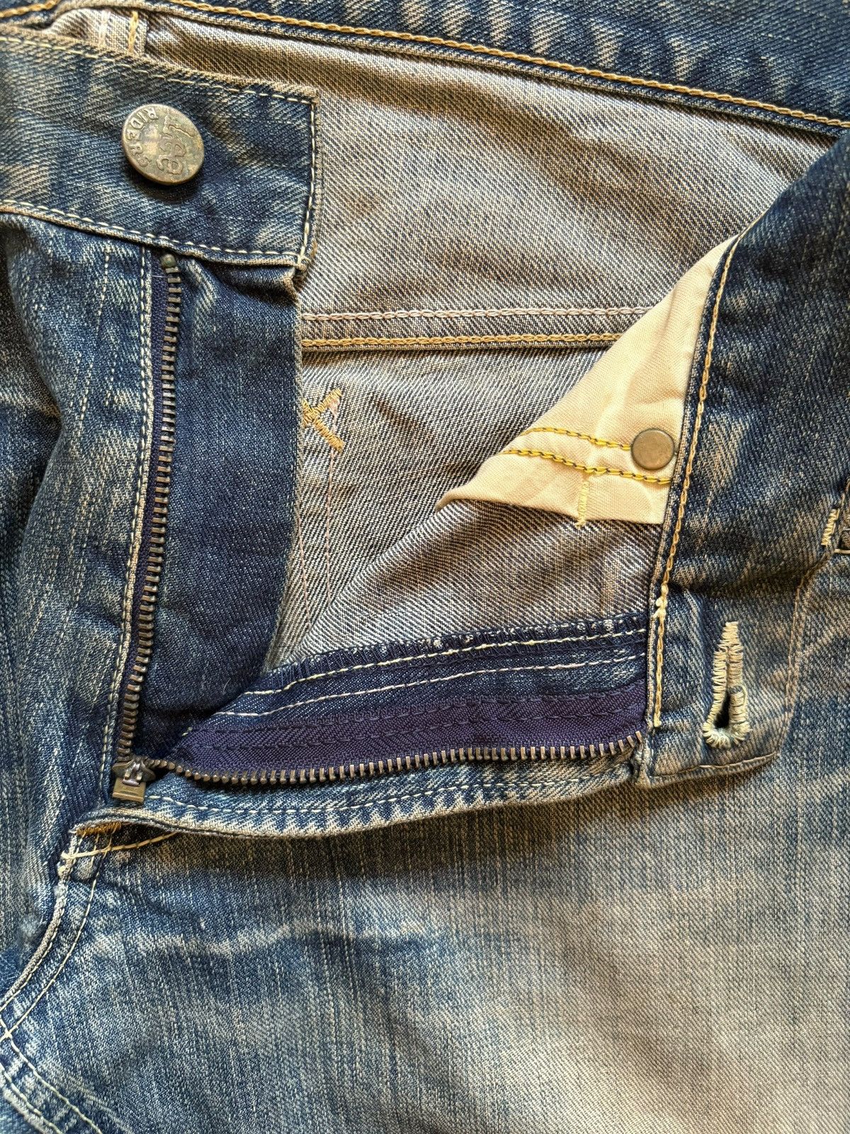 Lee Vintage Japanese Lee Riders Mud Wash Distress Baggy Jeans Size US 34 / EU 50 - 9 Thumbnail