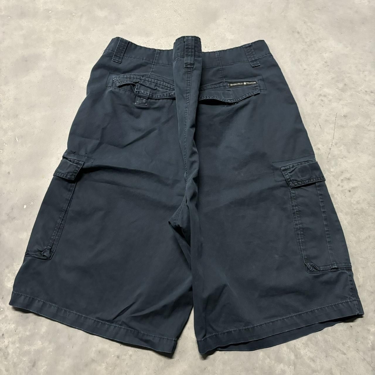 Japanese Brand × Vintage Crazy Vintage Y2K/2000s Baggy Navy Blue Skater Cargo Shorts! Size US 40 / EU 56 - 5 Thumbnail